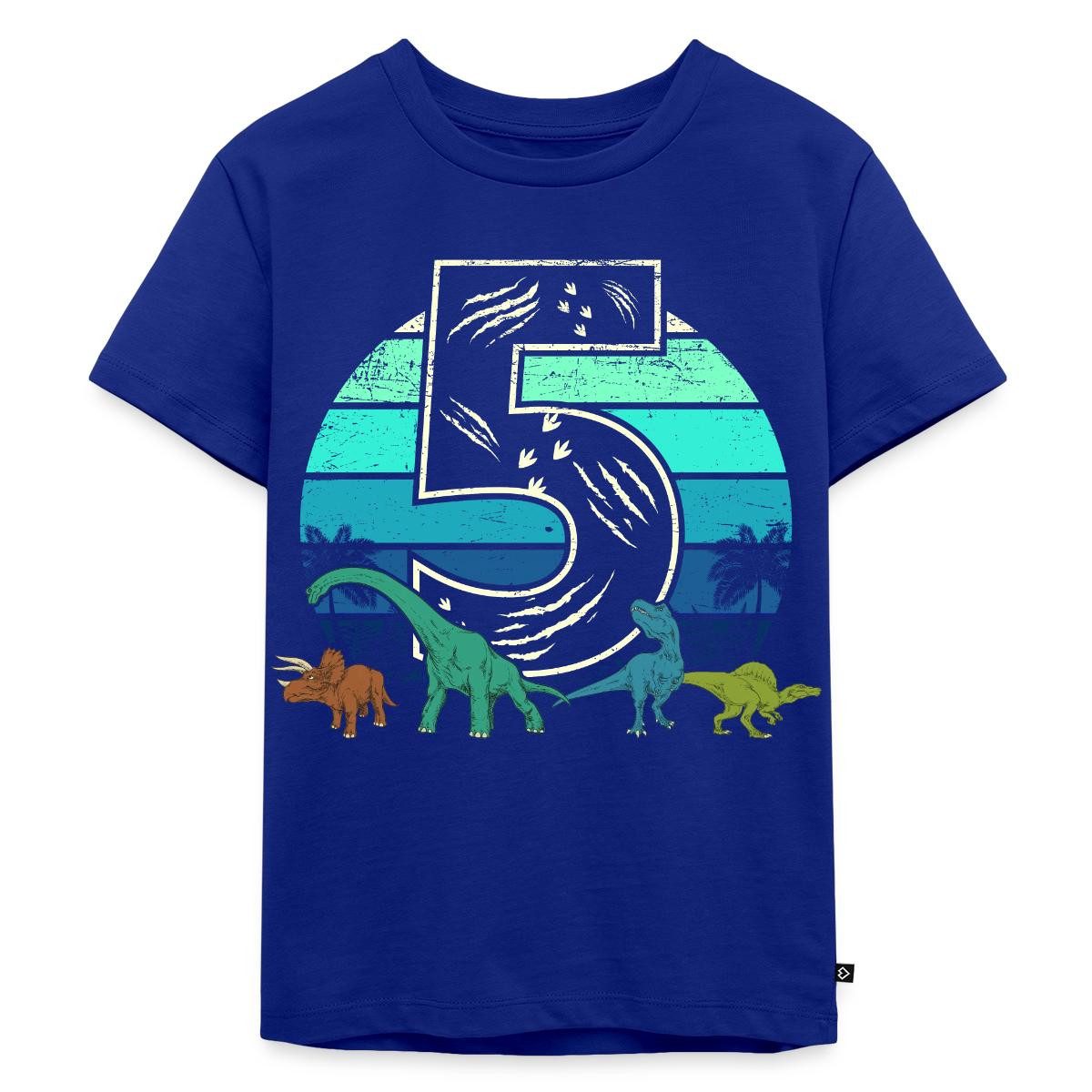 T-Shirt 5. Geburtstag Ich Bin Fünf Dino Dinosaurier Vintage Kinder Premium T-S