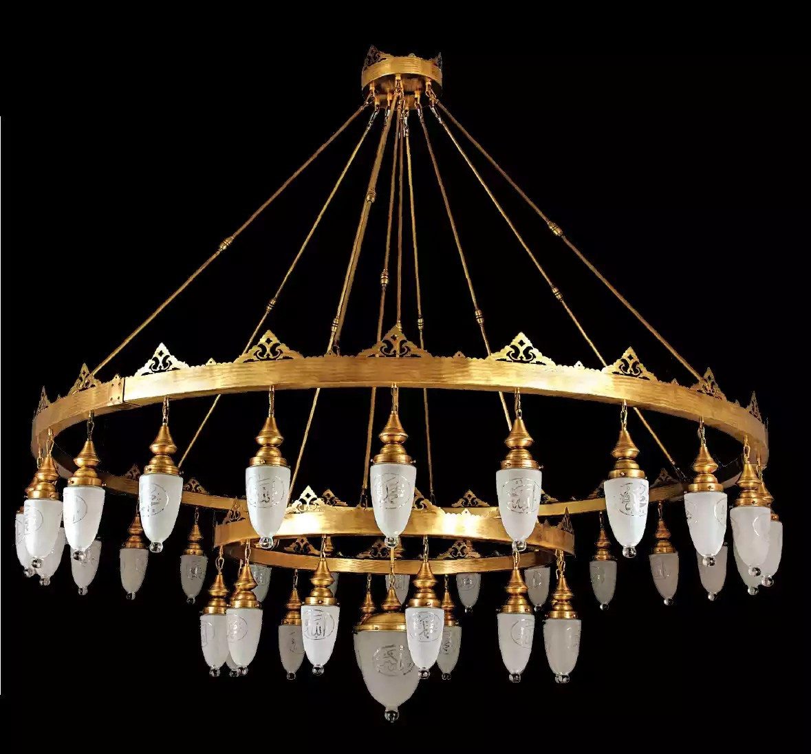 JVmoebel Kronleuchter Luxus Deckenleuchte aus Kristall in Gold und Weiß, Leuchtmittel wechselbar, Made in Europa