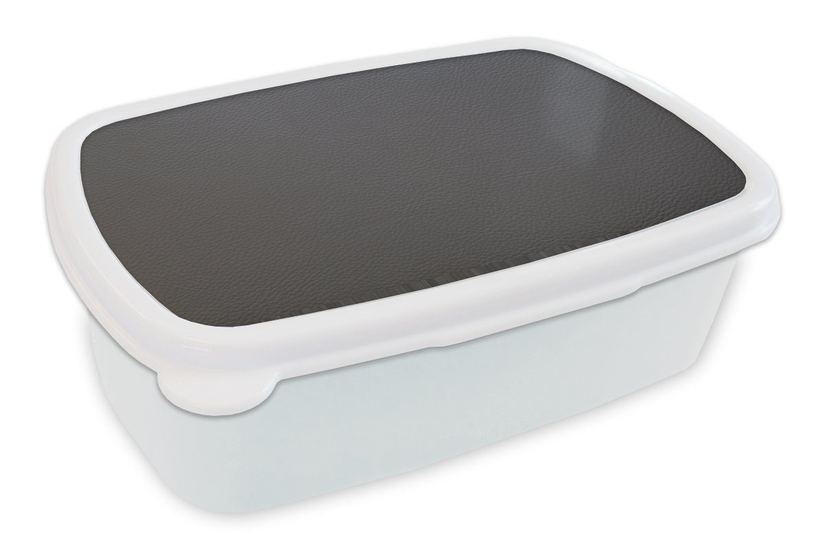 MuchoWow Lunchbox Leder - Strukturiert - Leder-Optik - Grau, Kunststoff, (2-tlg), Brotbox für Kinder und Erwachsene, Brotdose, für Jungs und Mädchen weiß | Lunchboxen