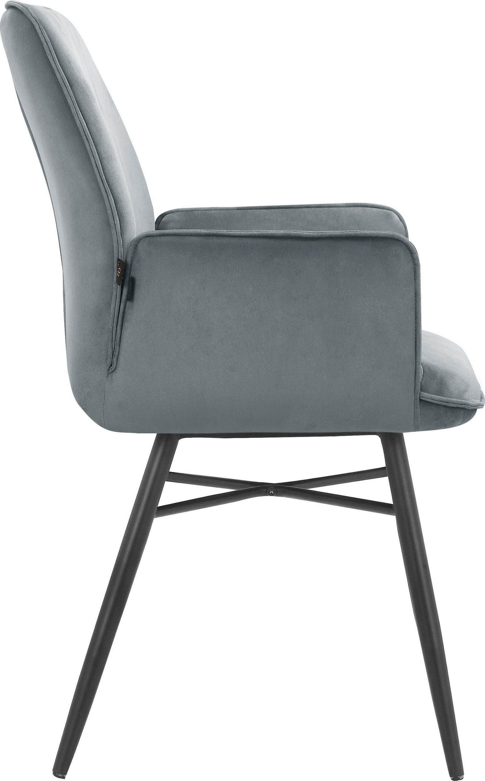 loft24 Esszimmerstuhl Kenzo (Set, 2 St), Armlehnstuhl mit Bezug in Samtoptik, Metallgestell