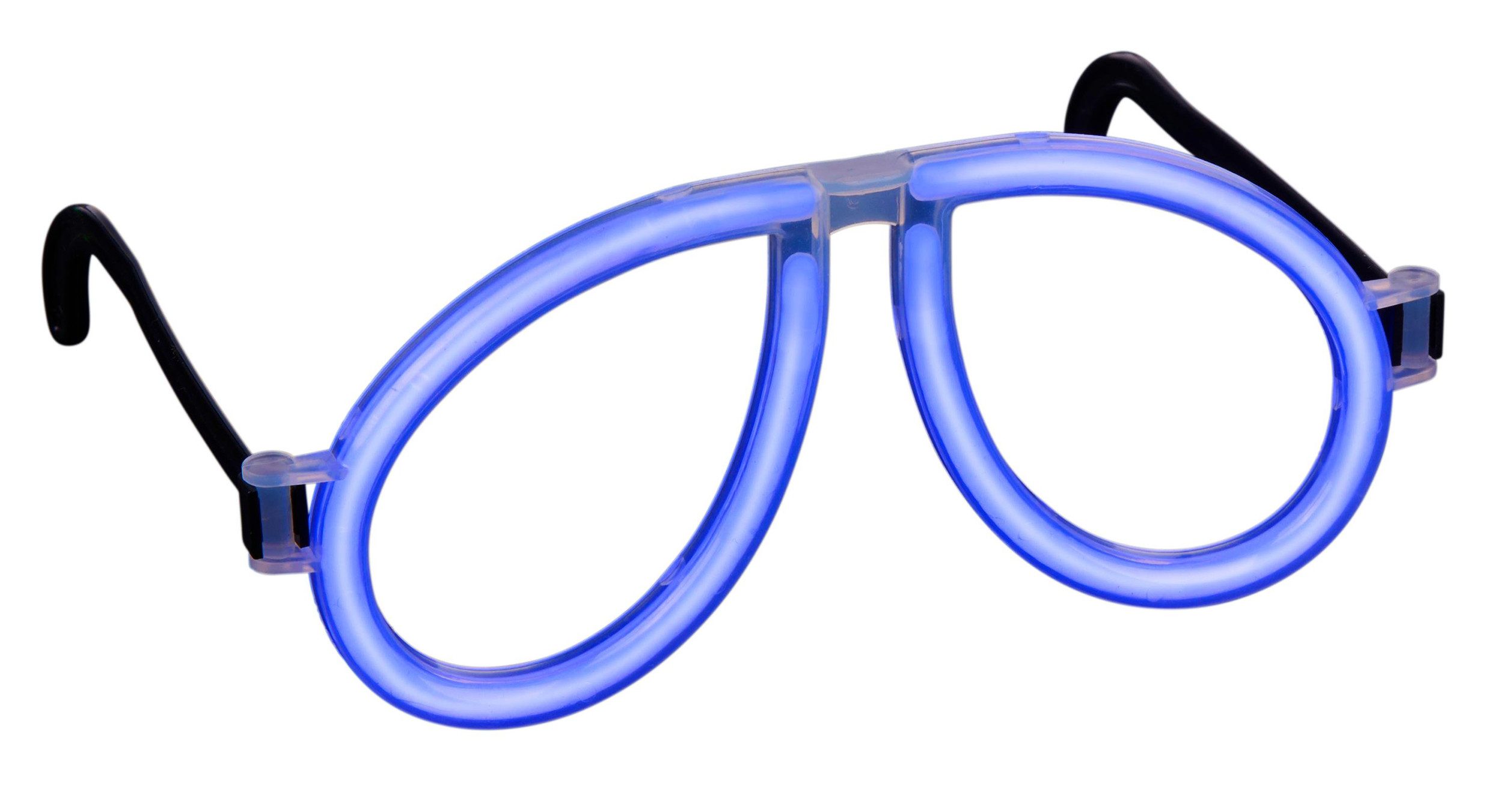 EDCO Partyanzug PARTYBRILLE Leuchtende Brille aus Kunststoff Knicklichter 65 (Oval), Knicklicht Gläser Aufleuchten Spassbrille Party Lustige Brille