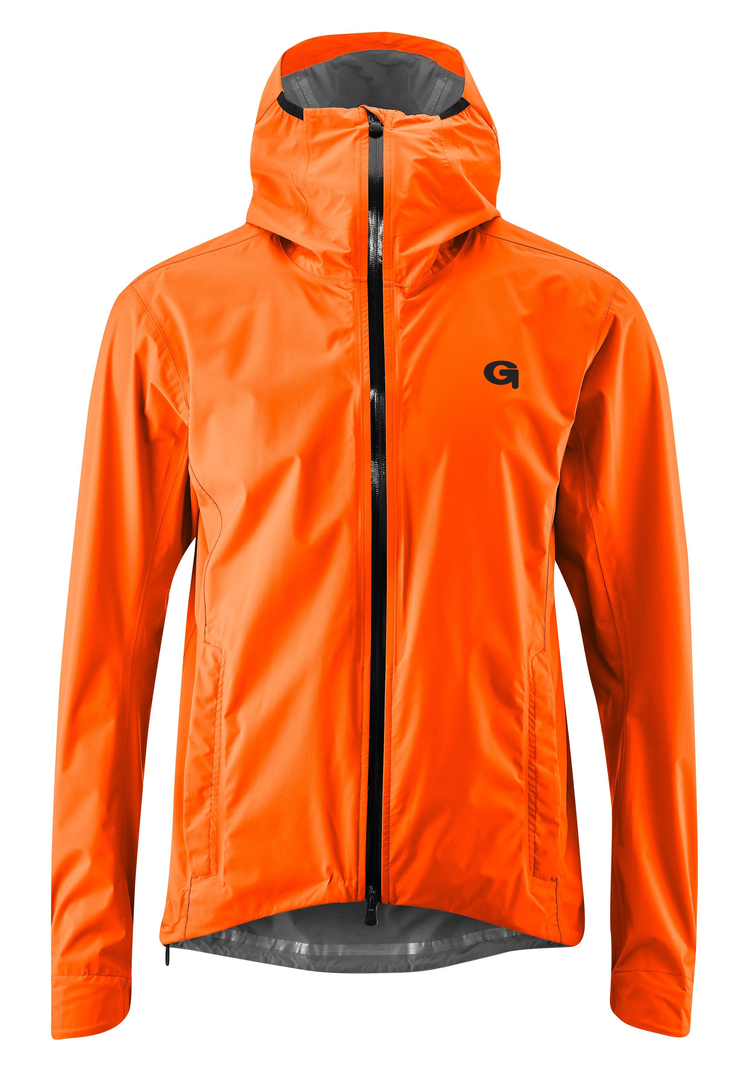 Gonso Fahrradjacke Save Plus Herren Regenjacke wind- und wasserdicht, Radjacke mit Kapuze neonorange