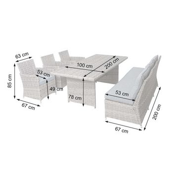 MCW Sitzgruppe MCW-G59, (5-tlg), Garten, Bezüge mit Reißverschluss, 6 Sitzplätze, Verstärkte Tischplatte