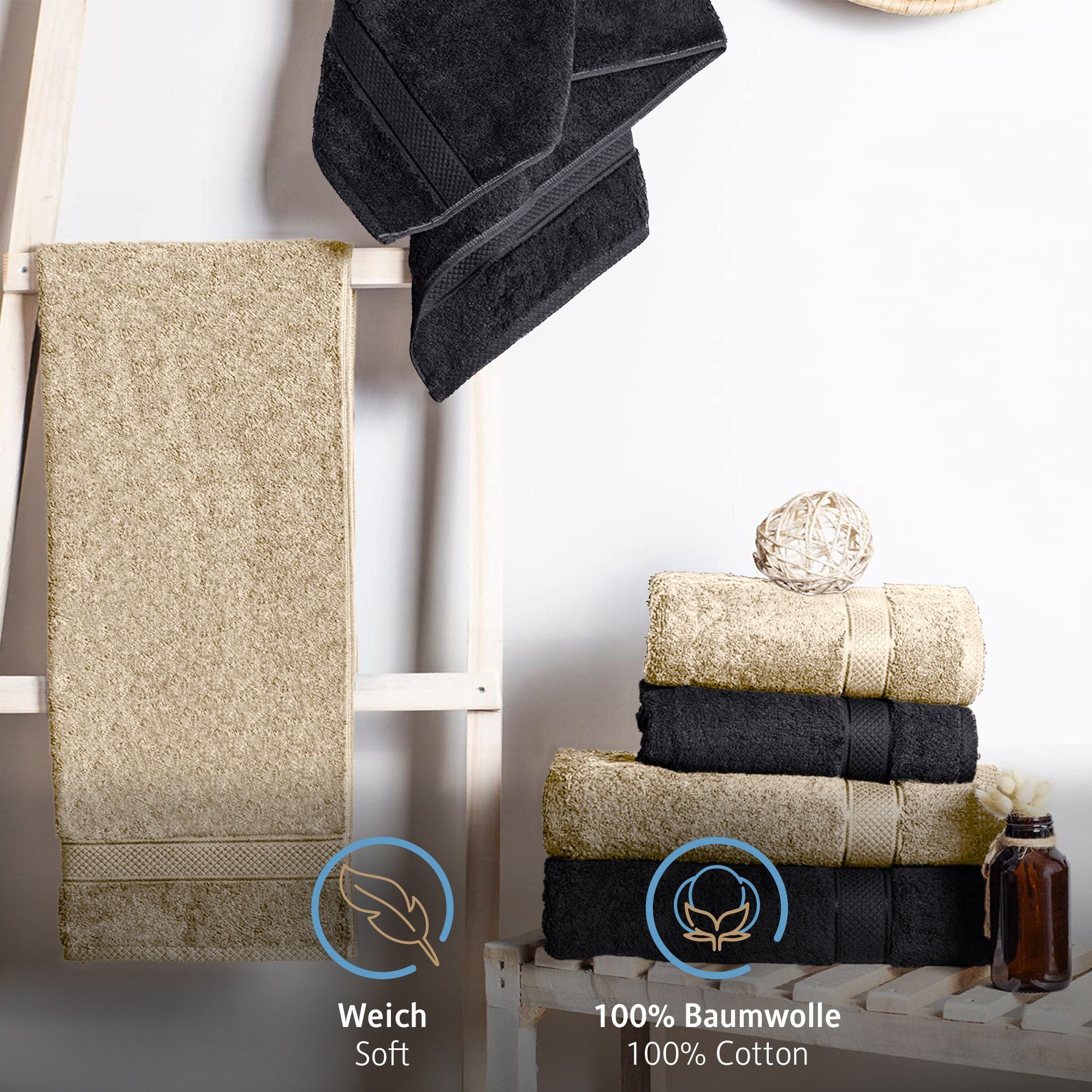 Komfortec Handtuch Set 100% Baumwolle, 470 g/m², Frottee (Set, 4-St), Handt günstig online kaufen