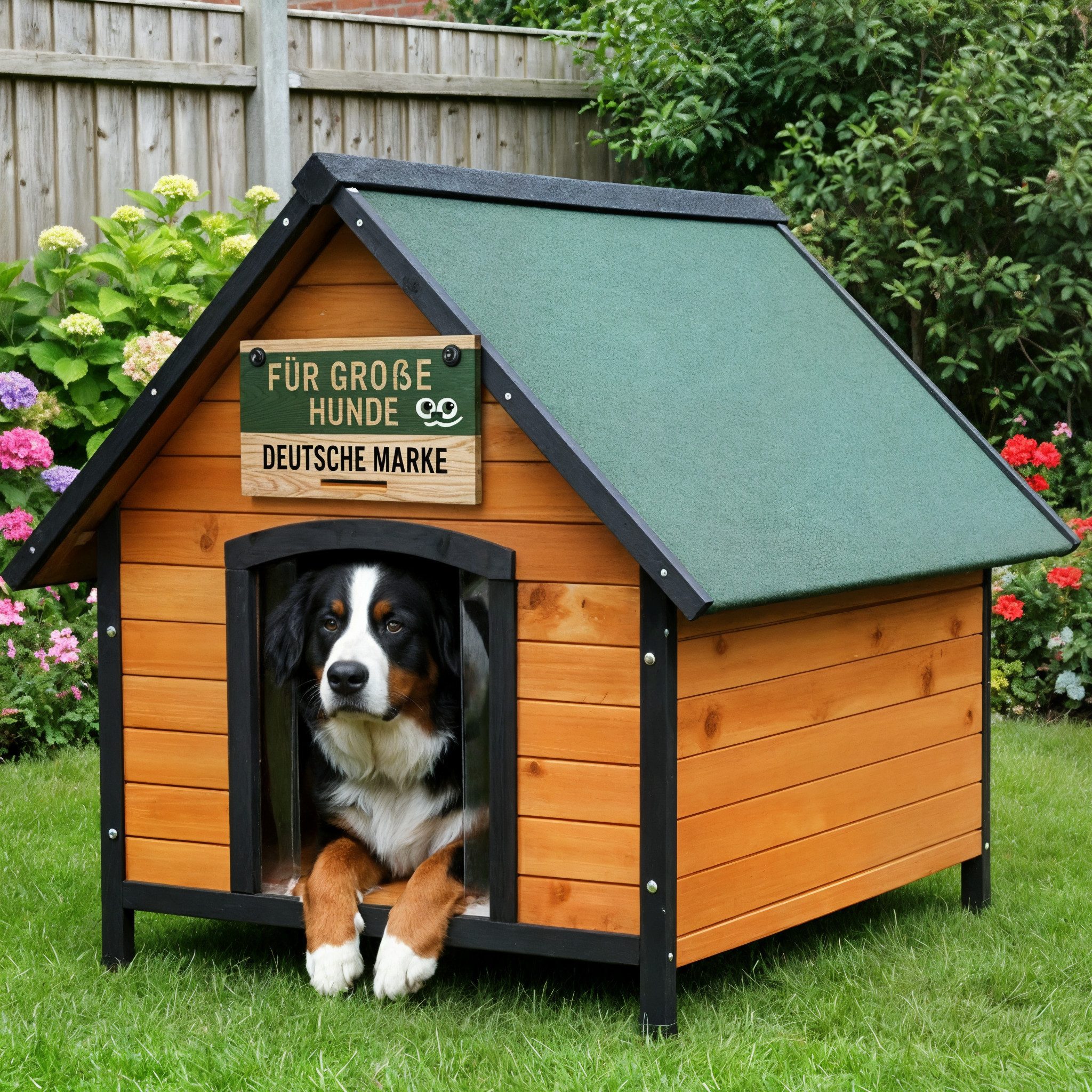 Zooprinz Hundehütte Luna mit Klappdach und Lamellen, Bitumenbahnen, wetterfest lasiertes Kiefernholz, für große Hunde