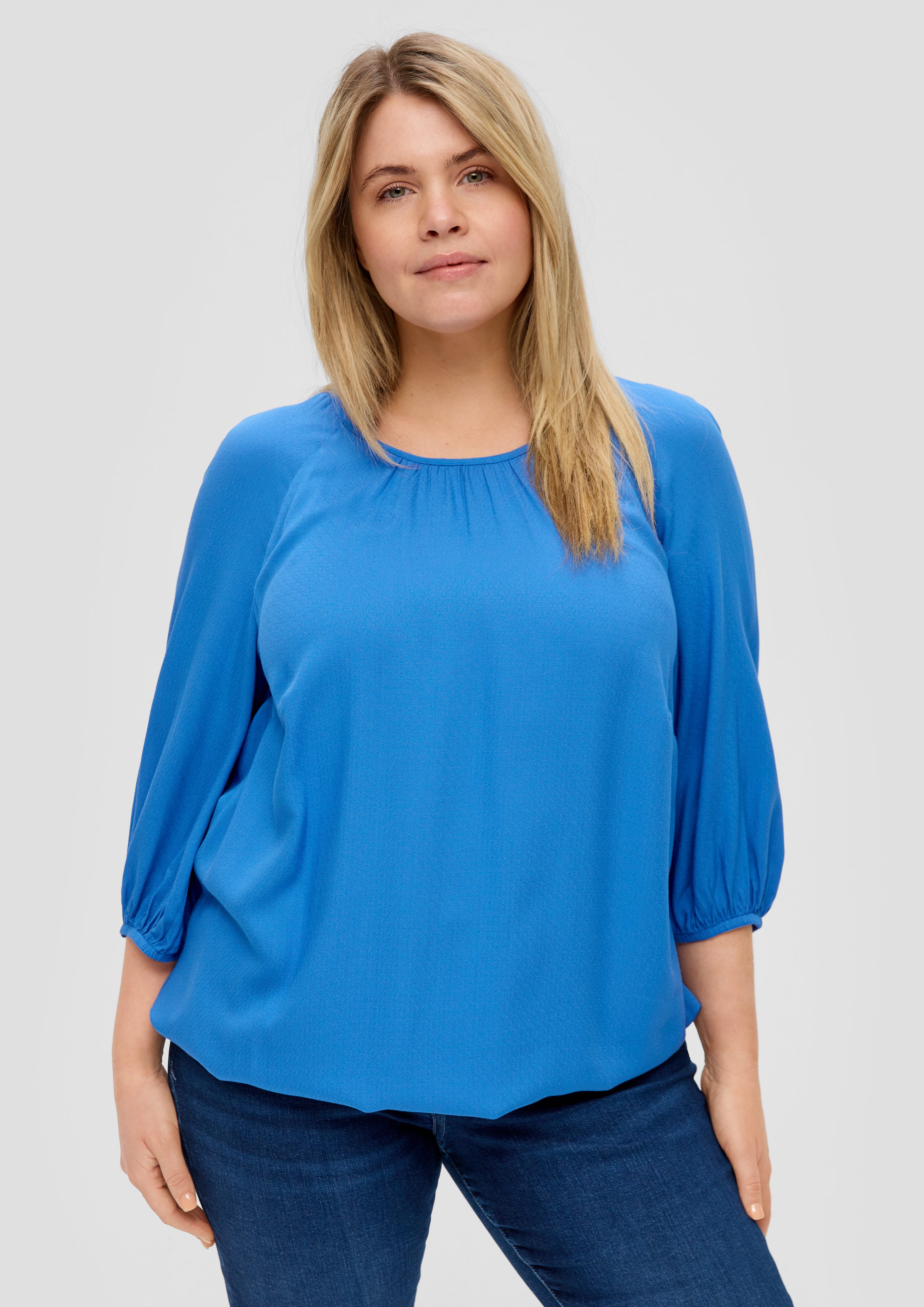 Langarmbluse Viskosebluse in O-Shape
