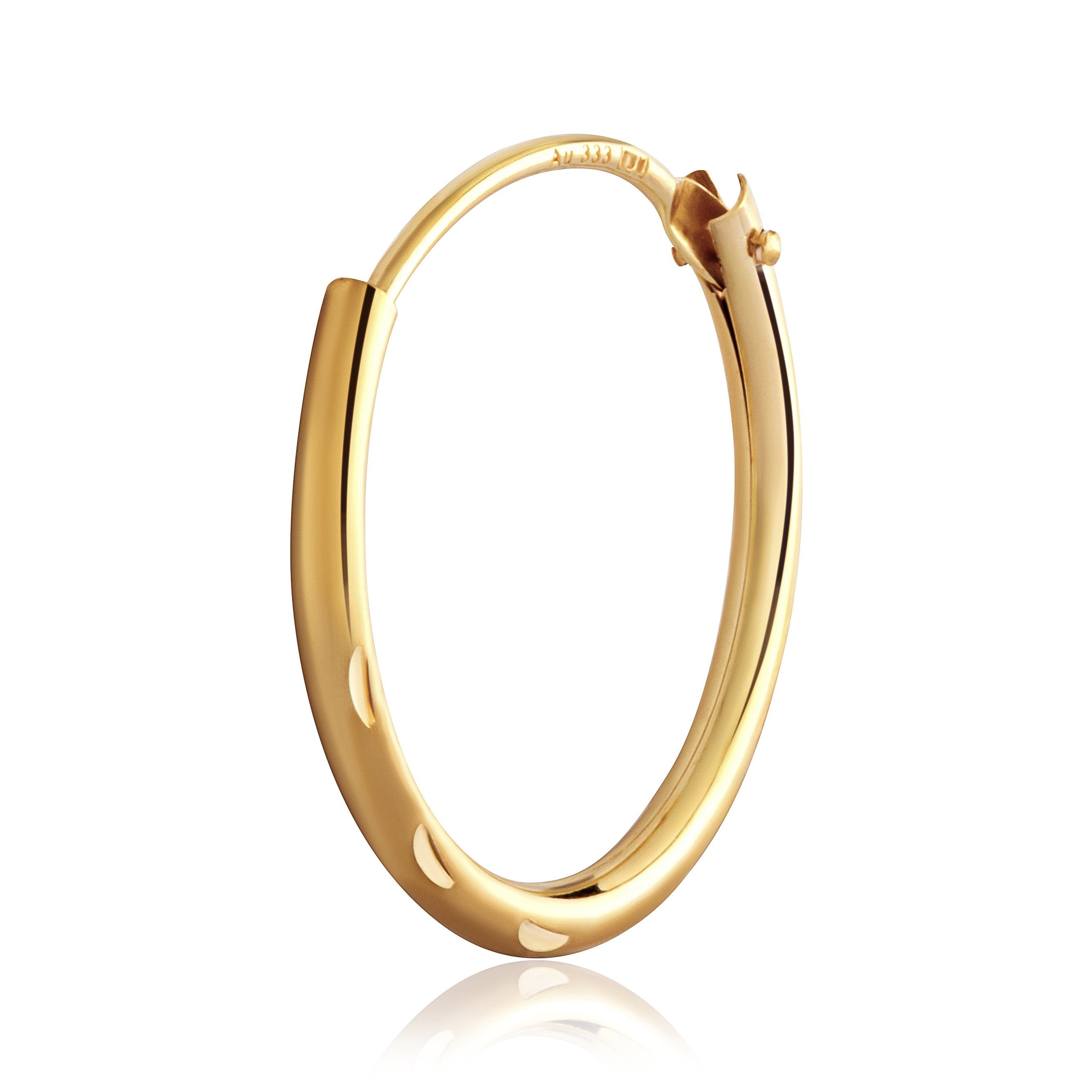 Paar Creolen Einzel Creole Echt Gold 333 Diamantiert Ohrring Oh