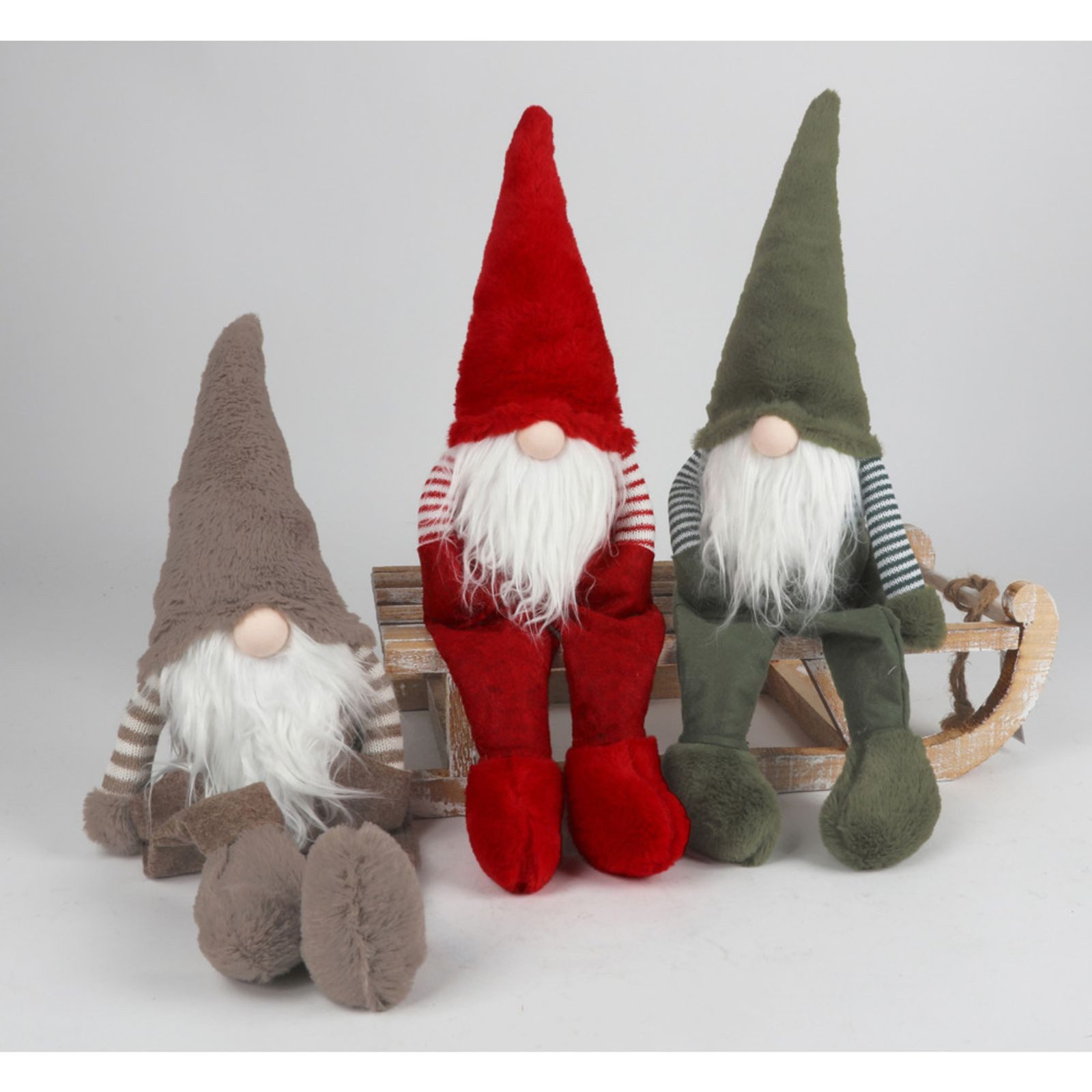 BURI Dekofigur Weihnachtswichtel Kantenhocker 66cm mit Filzhose Weihnachtsfigur Deko