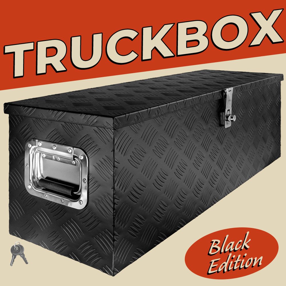 Trucky Anhänger-Deichselbox Deichselbox Werkzeugkasten Truckbox Alu Box Transportbox D100 Schwarz