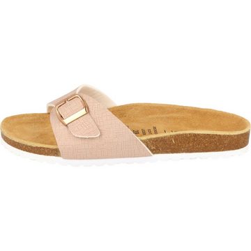 SUPERSOFT 274-913 Damen Pantoffel Hausschuhe Leder-Fußbett Lt.Pink Schnalle Pantolette