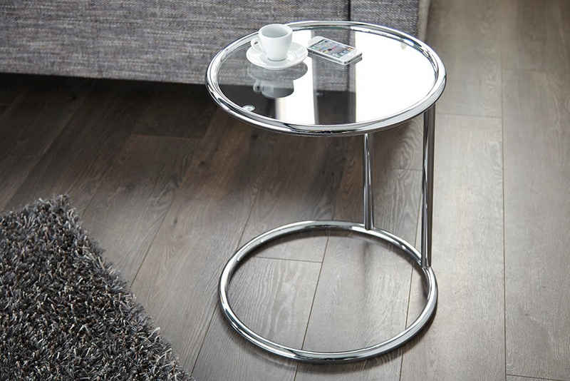 riess-ambiente Beistelltisch »ART DECO 40cm chrom«, Wohnzimmertisch · Glas-Platte · Metall-Gestell · Nachttisch · Modern Design