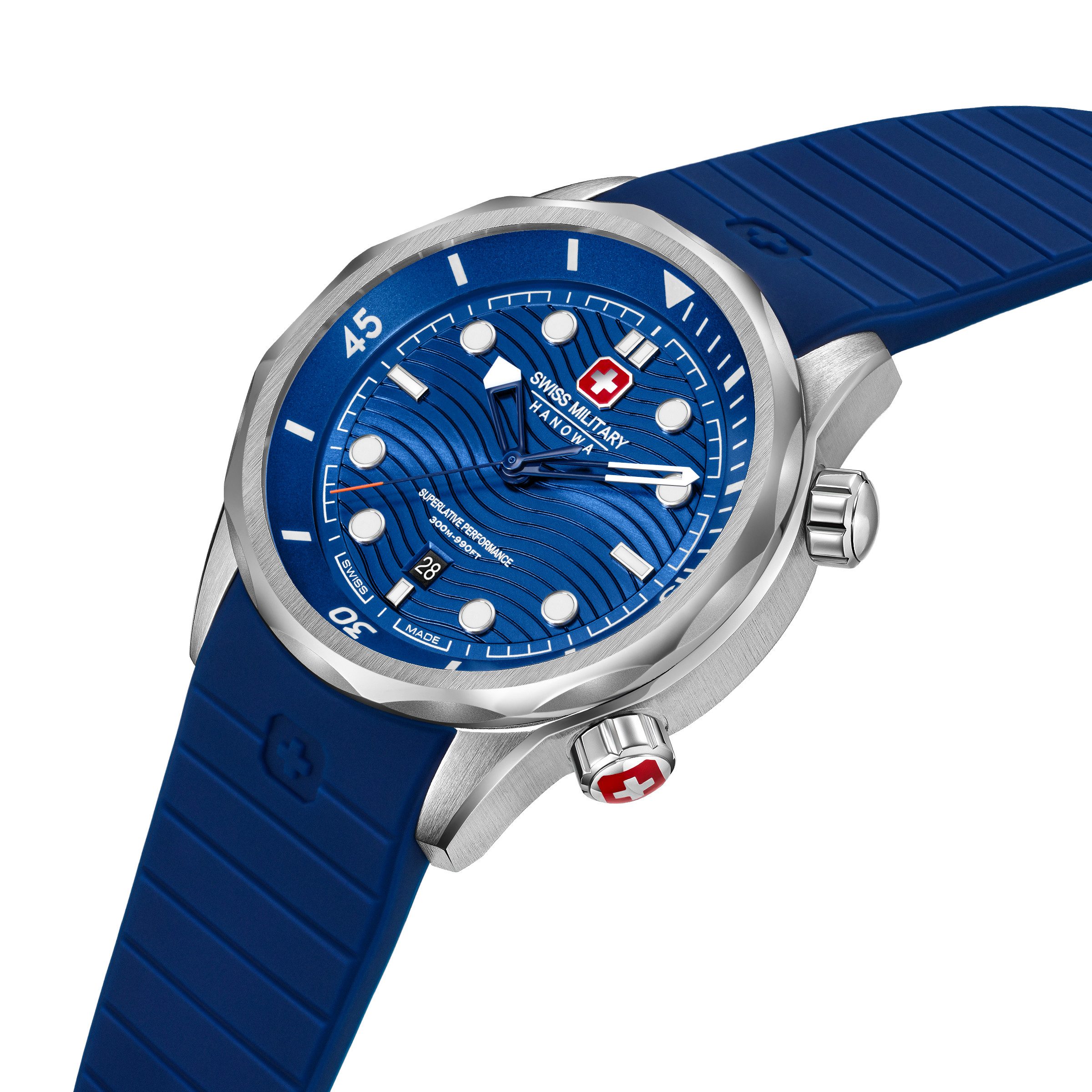 Swiss Military Hanowa Quarzuhr Breakwater SMWGN0006401, Armbanduhr, Herrenuhr, Swiss Made, Silikonarmband, analog, Tag