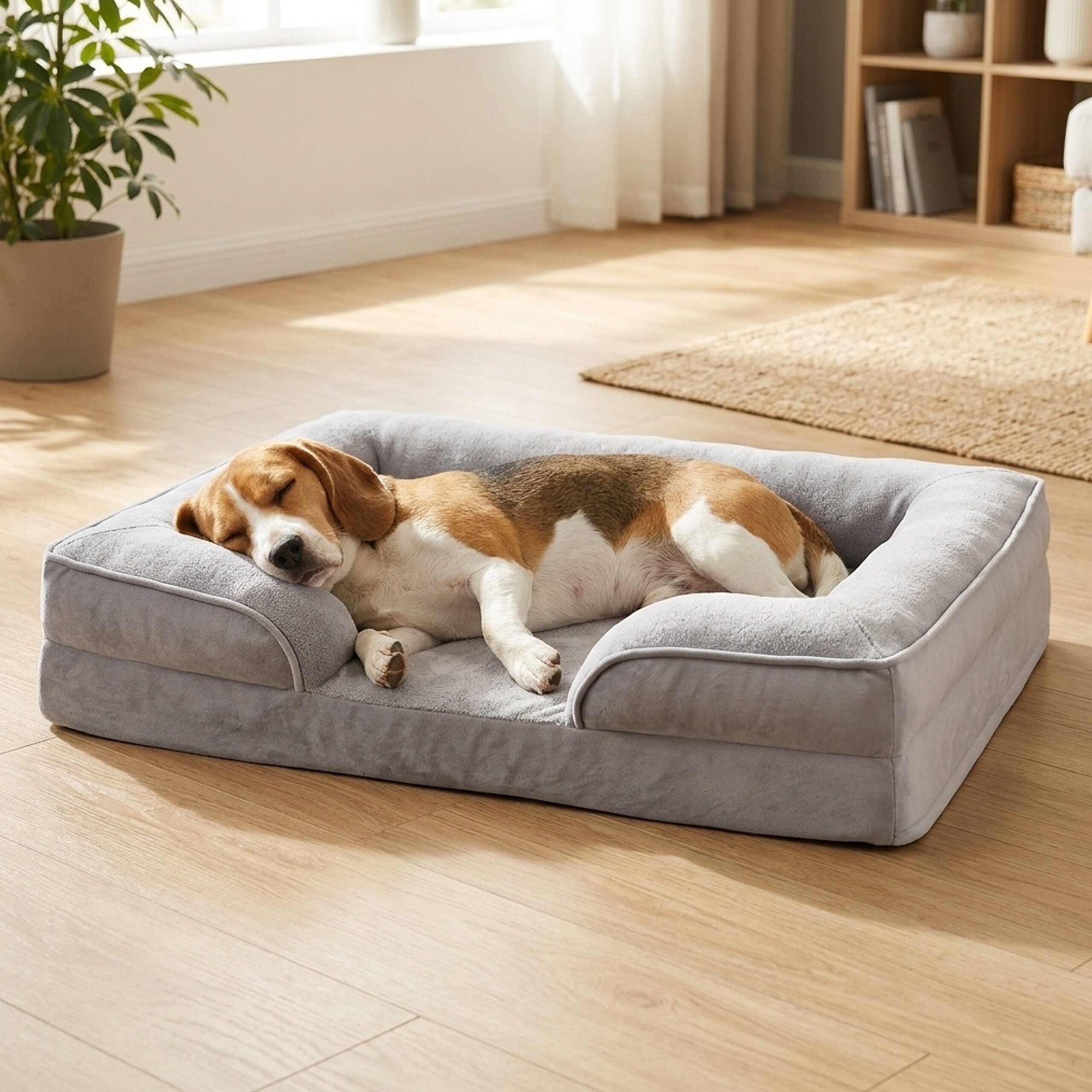 relaxdays Hundebett Orthopädisches Hundebett Memory Foam, Polyester, grau, M – Bild 3 von 5