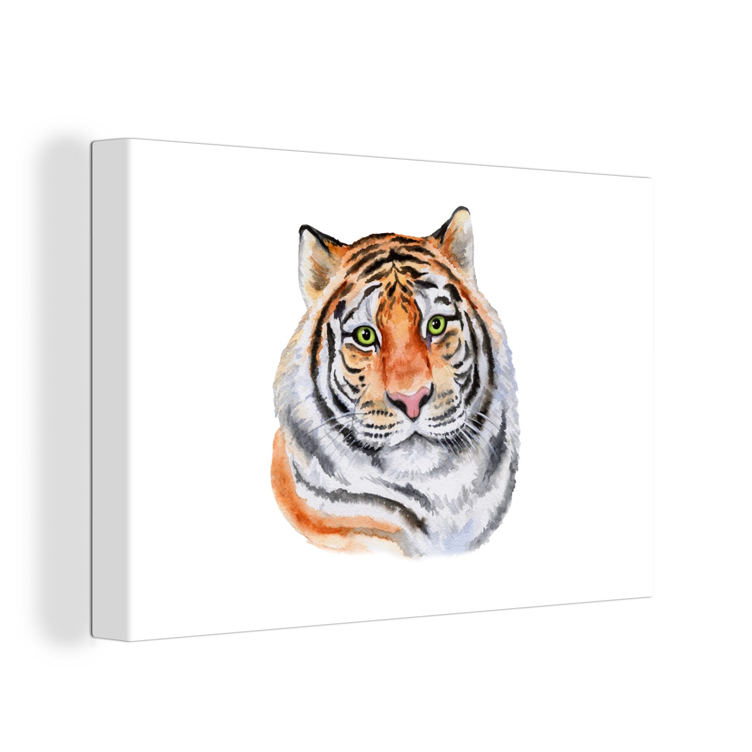 OneMillionCanvasses® Leinwandbild Tiger - Augen - Weiß, (1 St), Wandbild Leinwandbilder, Aufhängefertig, Wanddeko, 30x20 cm | Leinwandbilder