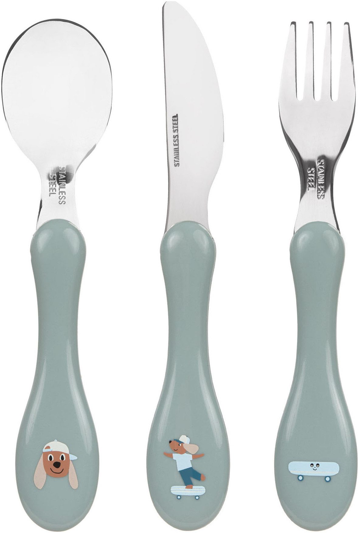 LÄSSIG Kinderbesteck Tiny Team Dog (3-tlg), Edelstahl