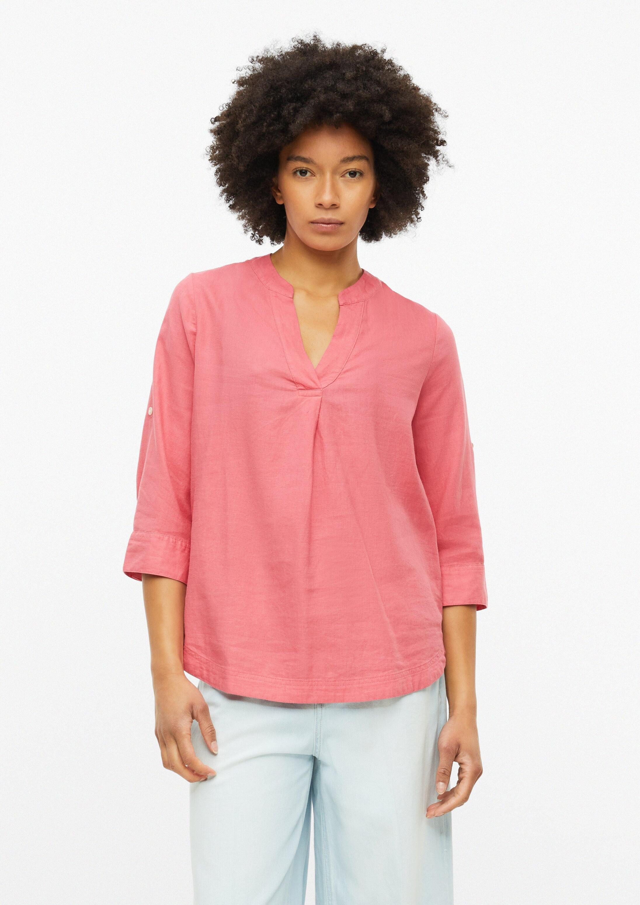 s.Oliver Kurzarmbluse Bluse Leinenmix-Bluse mit Turn-up