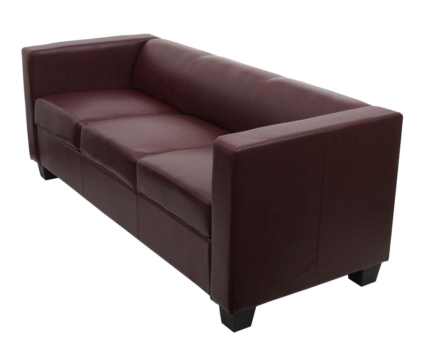 rot-braun Lounge-Stil, Sitzpolsterung, 3-Sitzer Kanten rot-braun Lille-S-K-3, MCW bequeme Abgerundete 3-Sitzer, |