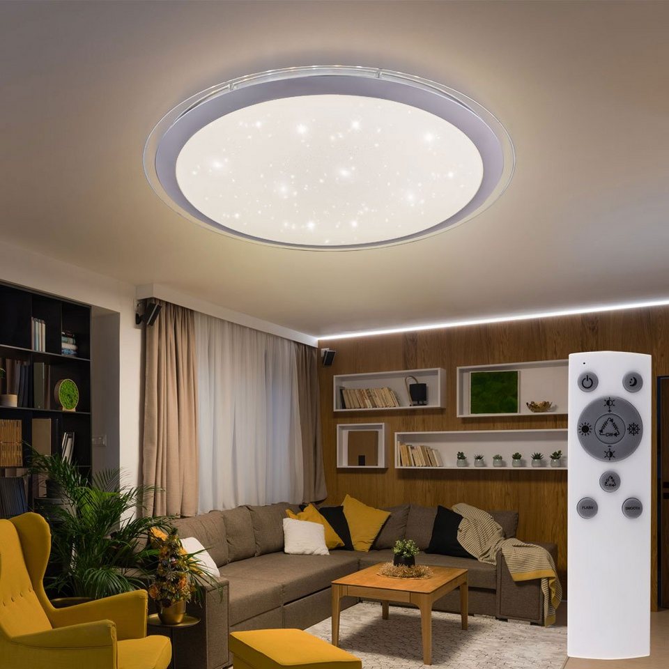 etc-shop Smarte LED-Leuchte, LED-Leuchtmittel fest verbaut, Kaltweiß,  Warmweiß, Neutralweiß, Tageslichtweiß, Farbwechsel, RGB LED Smart Home  Decken Leuchte Fernbedienung Alexa Sternen Effekt