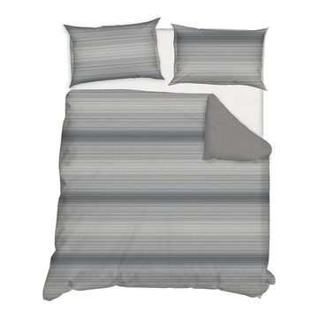 Bettwäsche Streifen grau, TRAUMSCHLAF, Mako Satin, 2 teilig, Streifen Design in angenehmer Farbgebung