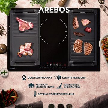 Arebos Grillplatte Grillpfanne Induktionsgrillplatte Gusseisen Bratpfanne BBQ