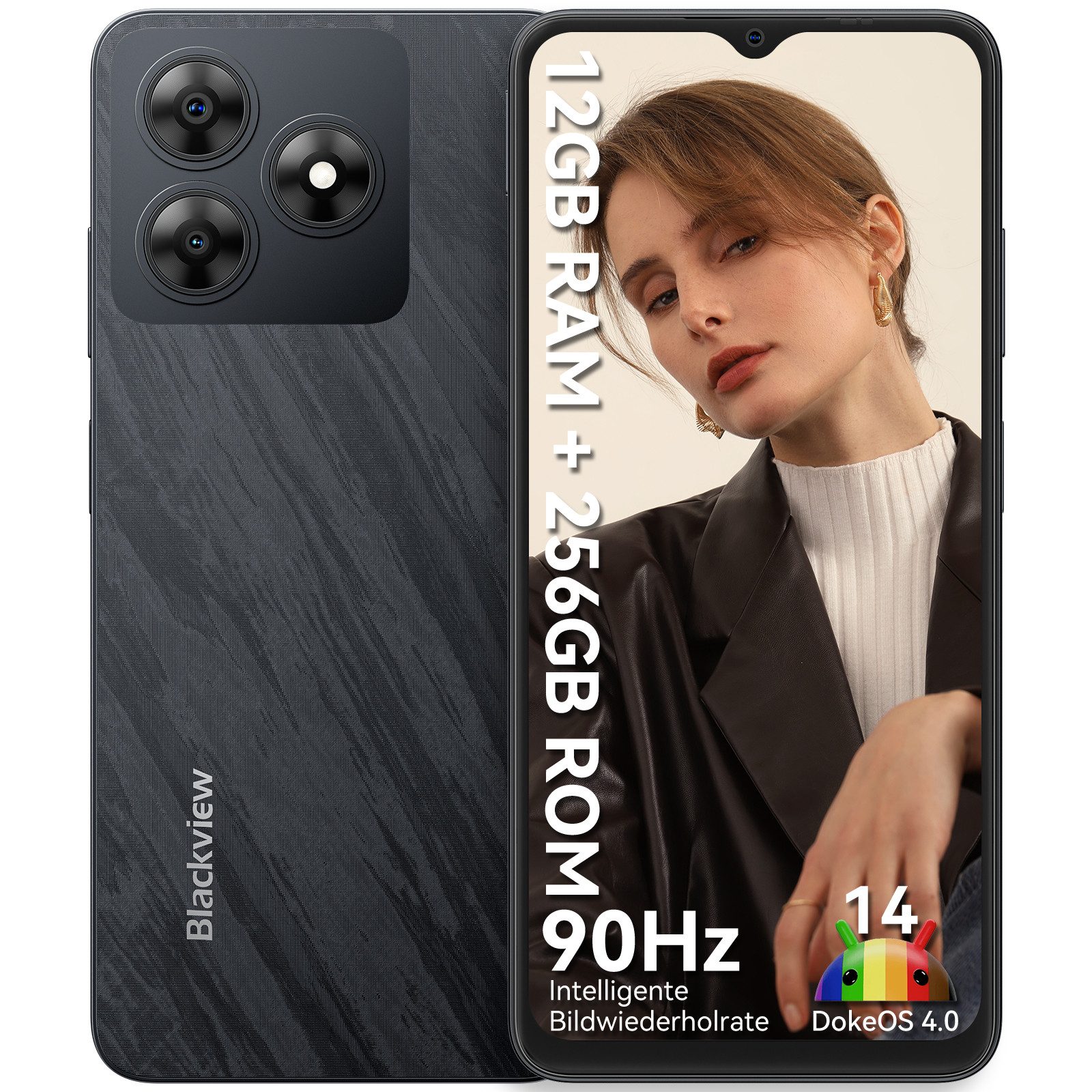 blackview Wave 8 256GB AI Smartphone (6,6 Zoll, 256 GB Speicherplatz, 13 MP Kamera, Android 15,Dual SIM, DokeOS 4.2,ohne vertrag)