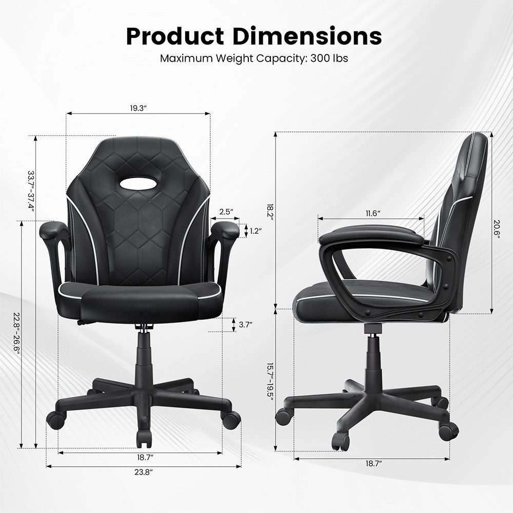 ACGAM Bürostuhl CG-4746 Gaming & Bürostuhl, Ergonomische Schaumstoffrückenlehne, 360° drehbar und höhenverstellbar