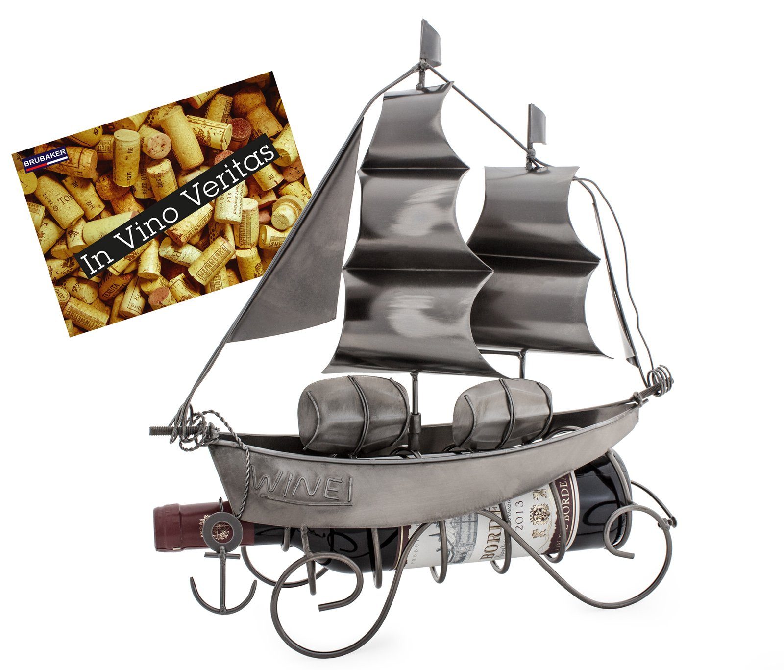 BRUBAKER Weinflaschenhalter Segelschiff Flaschenhalter, (inklusive Grußkart günstig online kaufen