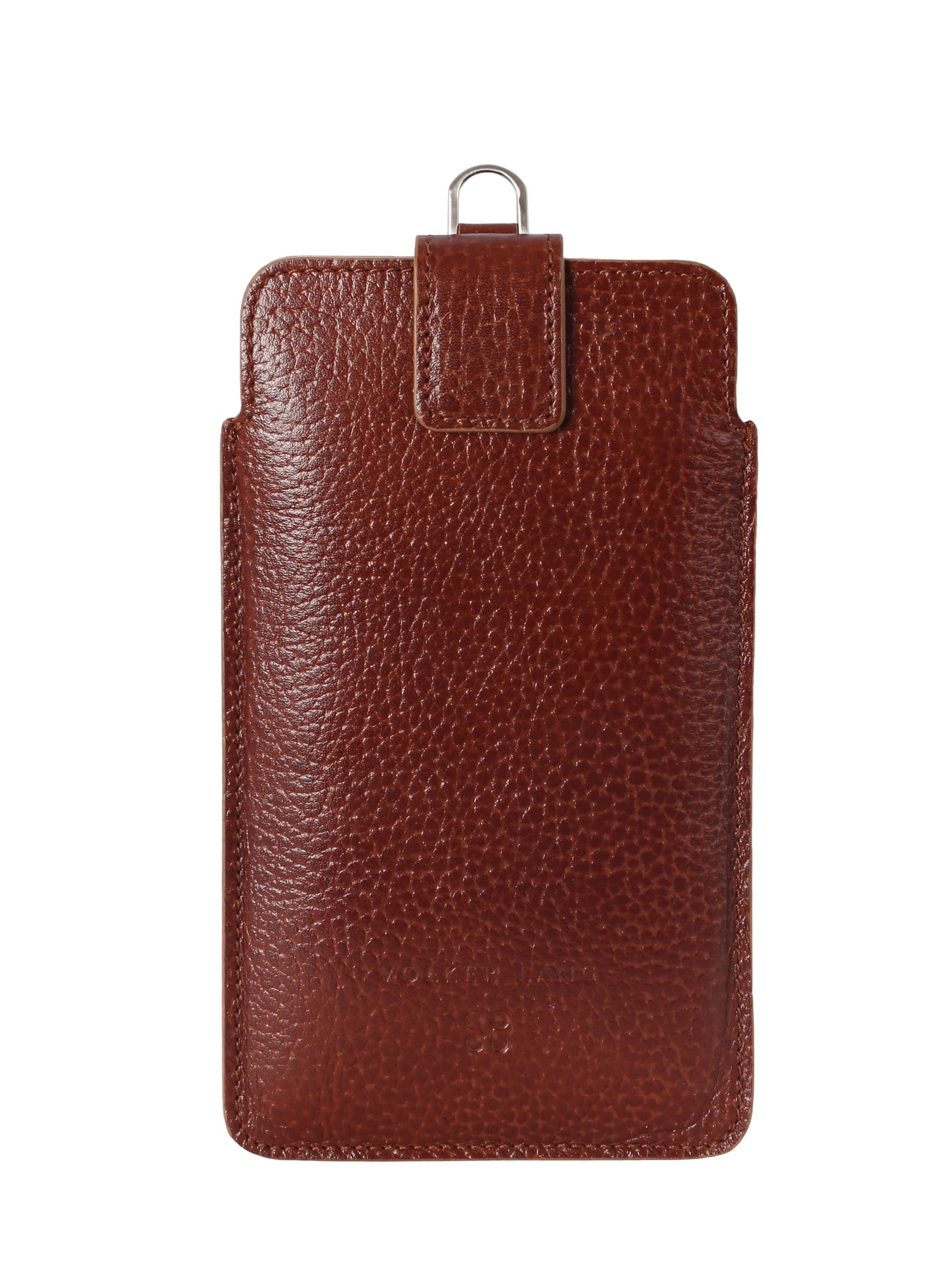 VOLKER LANG Smartphone-Hülle PHONE CASE, Handyhülle aus Leder mit D-RIng, mit Magnetlasche