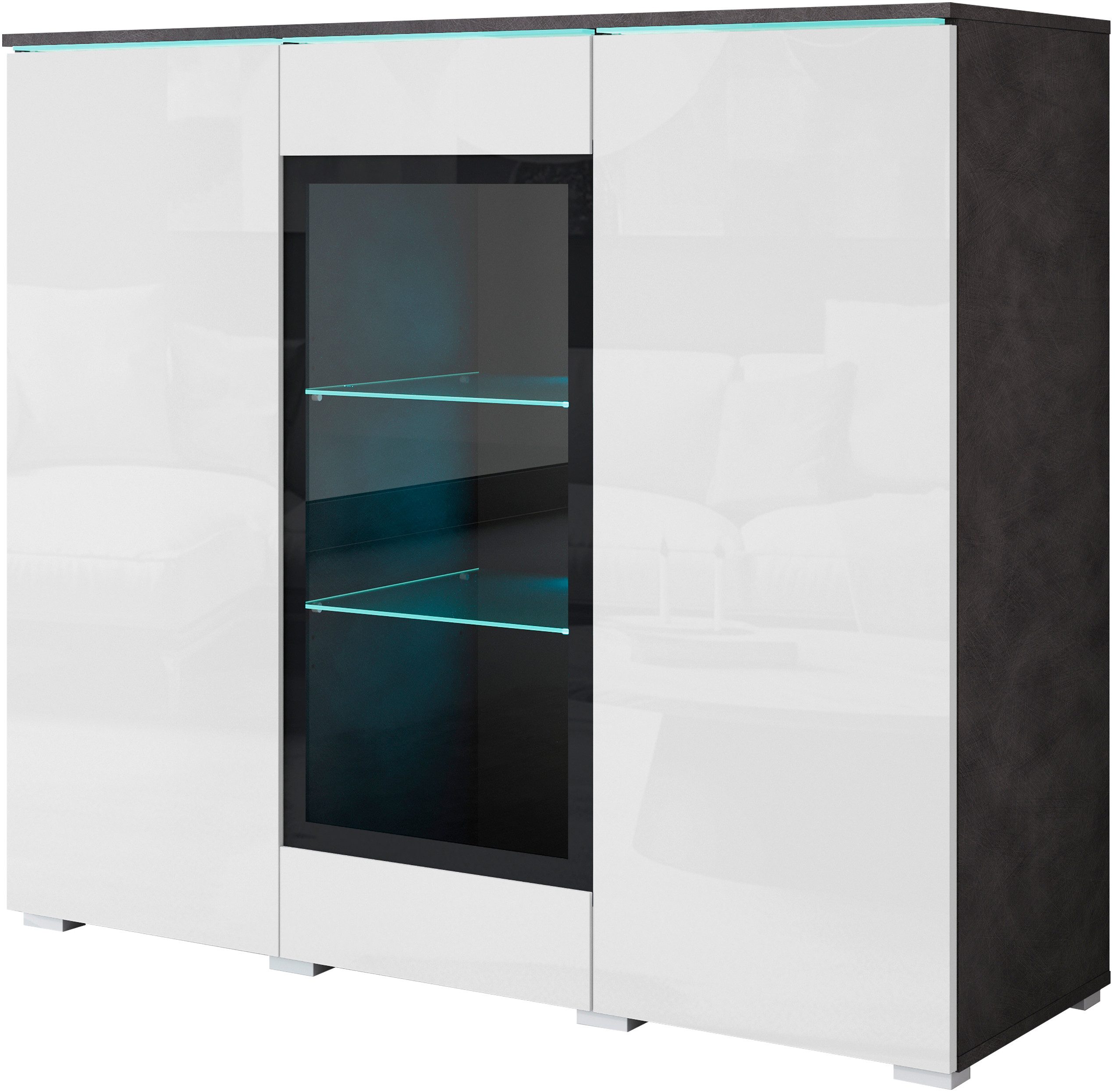 INOSIGN Highboard "Vera", Highboard mit 4 Türen, 9 Fächern, verglasten Türe günstig online kaufen