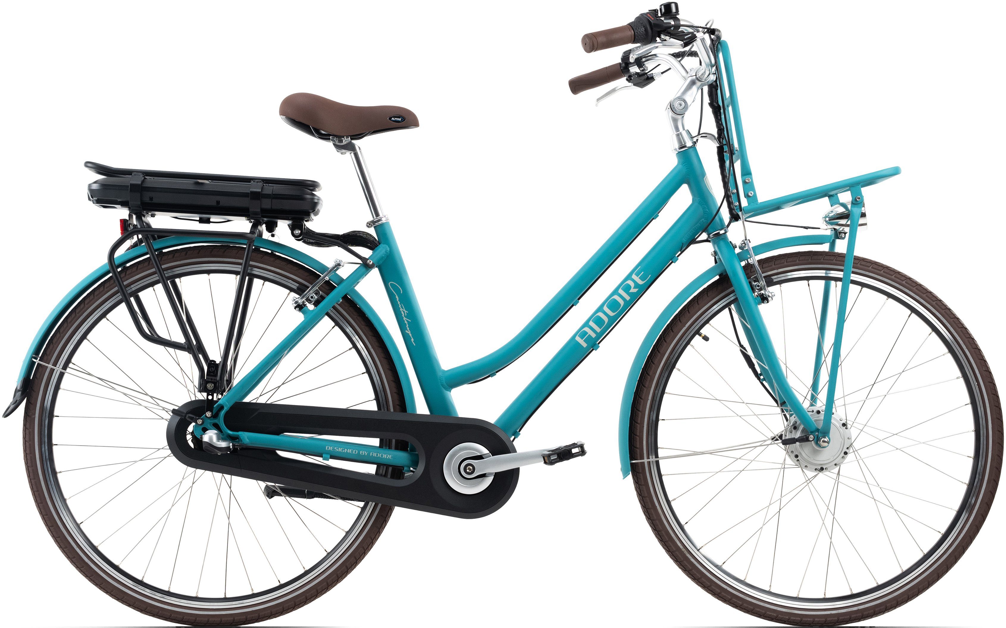Adore E-Bike Cityrad Cantaloupe, 3 Gang Shimano Nexus Schaltbox Schaltwerk, Nabenschaltung, Frontmotor, 374,4 Wh, (Frontgepäckträger), Pedelec, Elektrofahrrad für Damen u. Herren