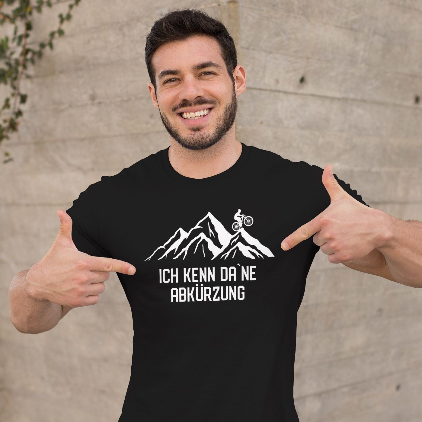 MoonWorks Print-Shirt Herren T-Shirt Ich kenn da ne Abkürzung Fahrrad Mountainbike MTB mit Print – Bild 4 von 5