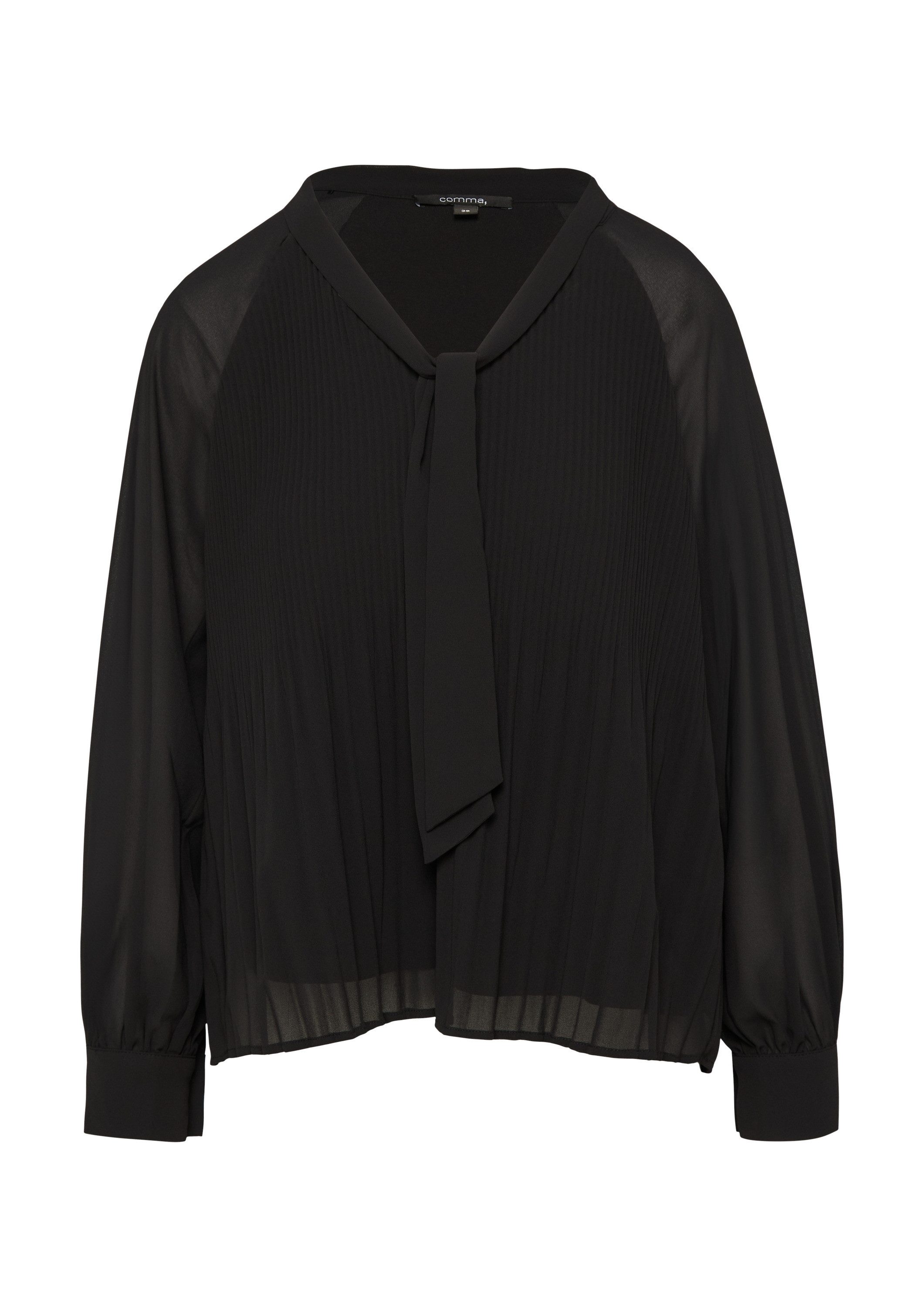 comma Langarmbluse Bluse Plissierte Chiffon-Bluse mit Schleifen-Detail günstig online kaufen