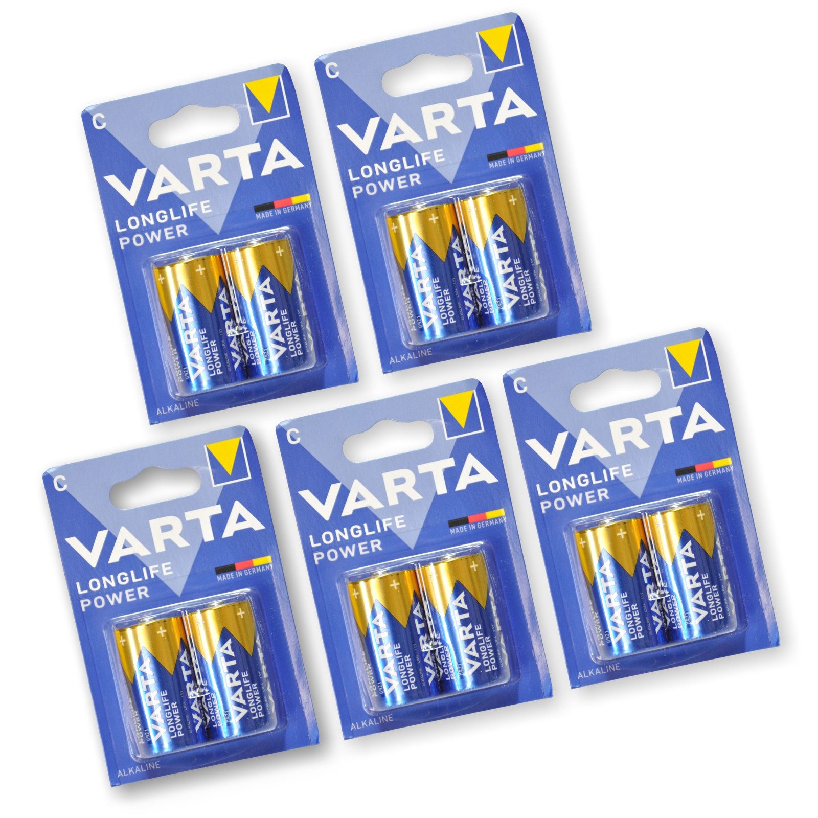 VARTA 5 Blister Varta Longlife Power 1,5V Baby C Batterie, (2 Batterien je Blister)