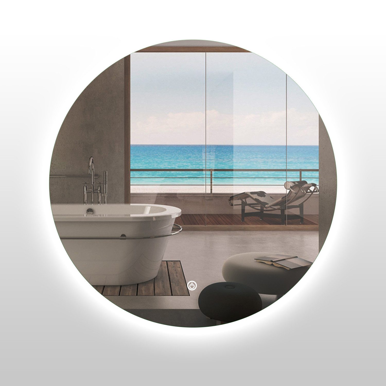 duschspa Badspiegel Rund Spiegel mit LED Beleuchtung Wandspiegel ohne Rahme günstig online kaufen