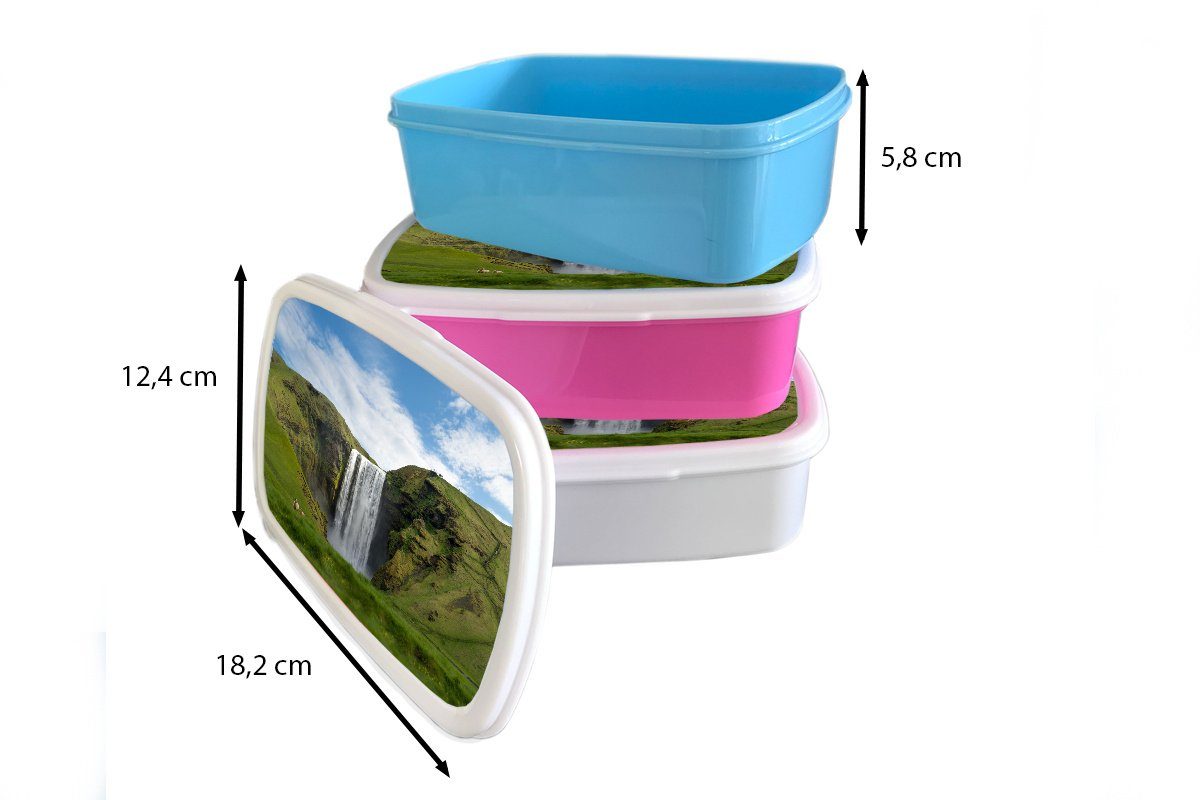 - MuchoWow Lunchbox für Kinder Mädchen Brotdose, Brotbox (2-tlg), - und Jungs Natur, Kunststoff, für weiß Wasserfall und Erwachsene, Island