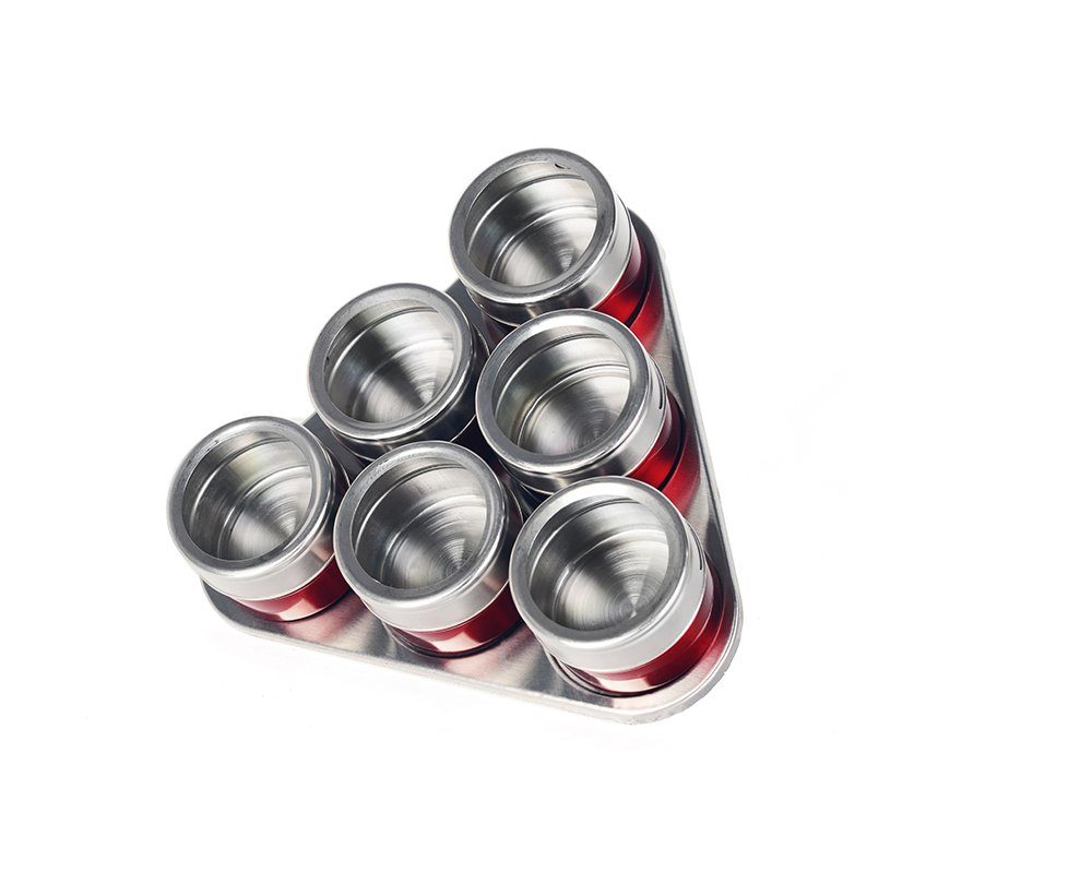 Schäfer Elektronik Gewürzbehälter 7tlg Edelstahl Metallic Gewürzdosenset Gewurzregal, (7-tlg)