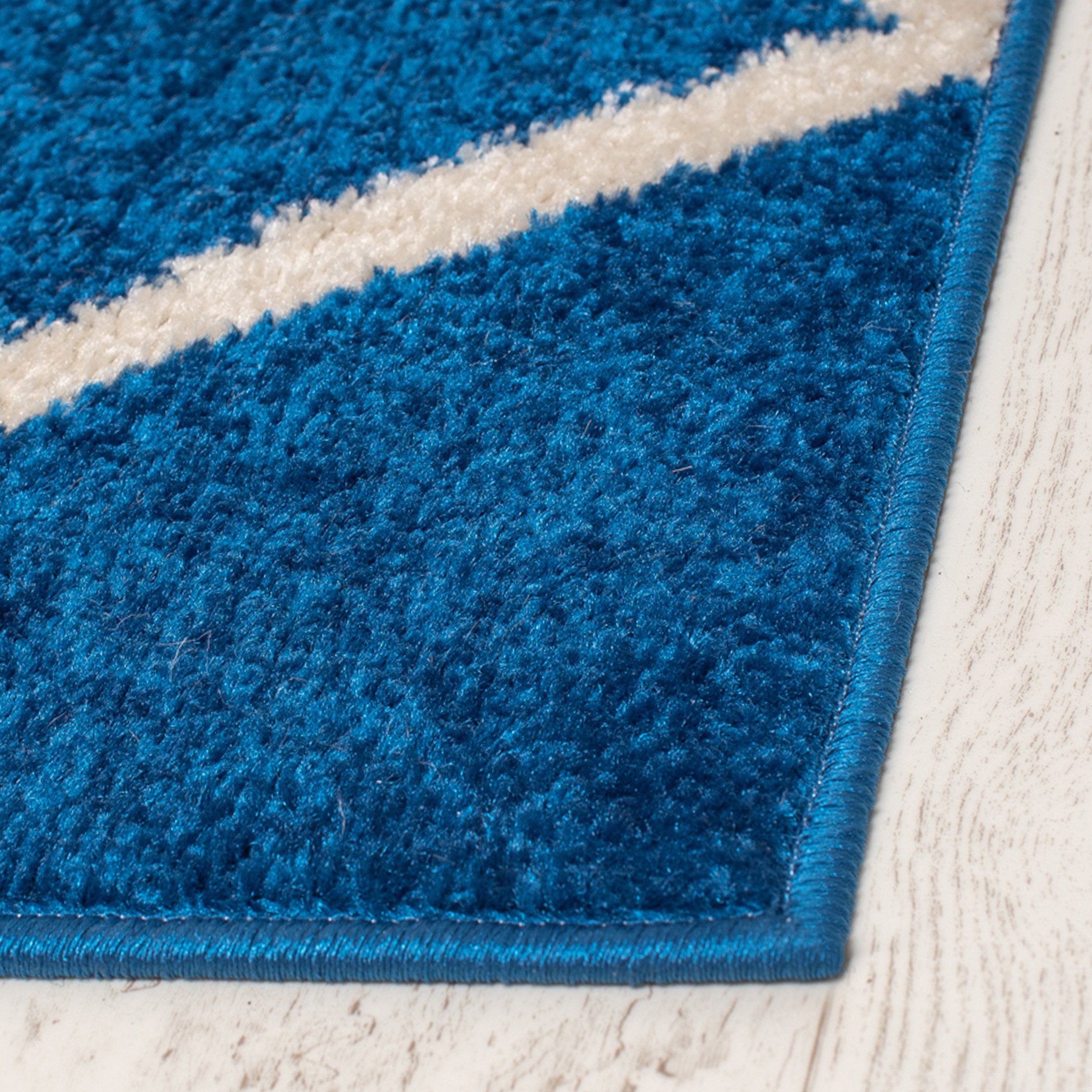 mm, Geometrisch 80 Mazovia, Muster Geeignet farbe 150 Kurzflor - Modern Höhe Teppich Blau Designteppich Kurzflor, x 7 cm, Fußbodenheizung, für