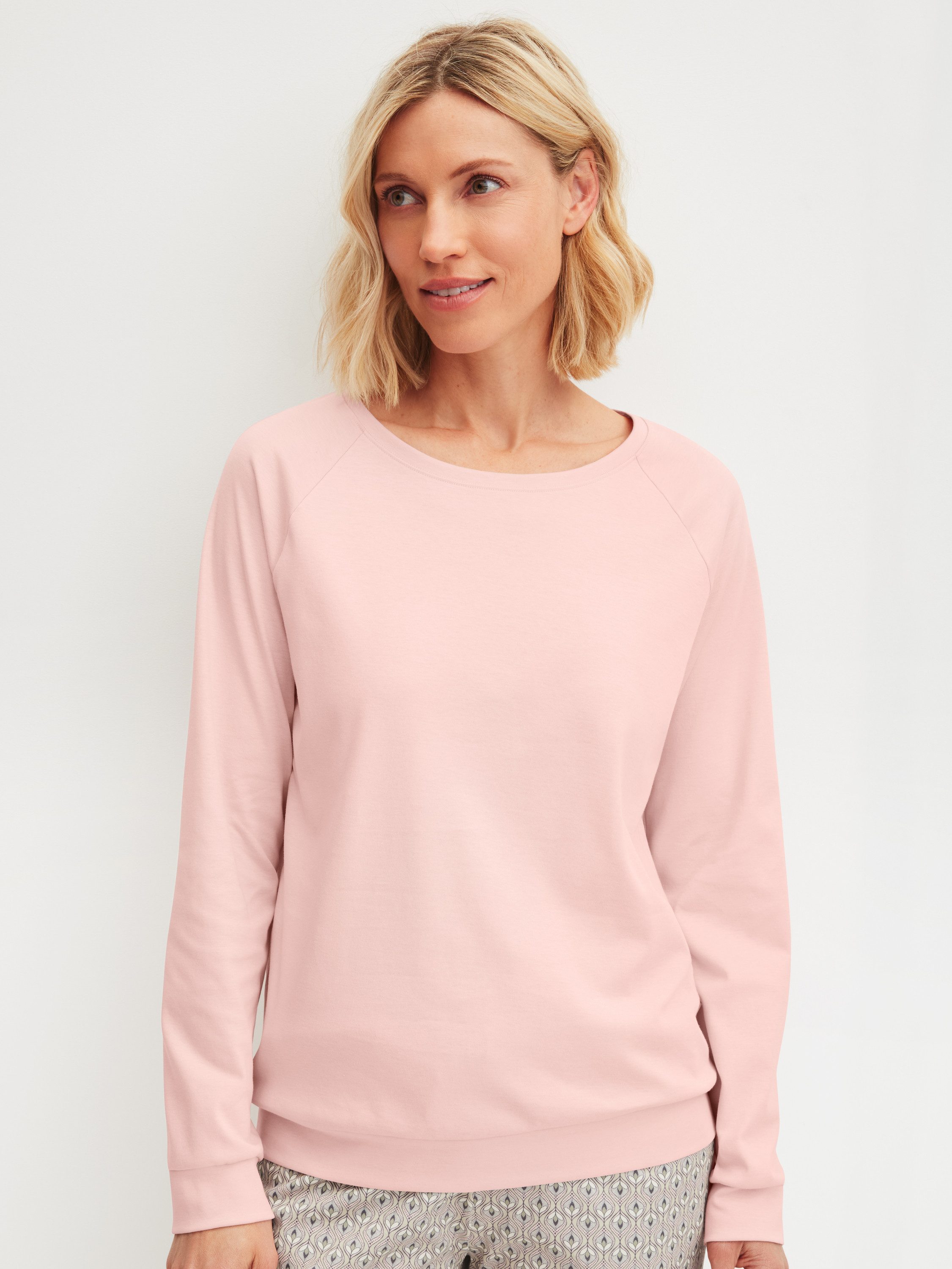CALIDA Langarmshirt Favourites Sleep Damen (1-tlg) aus Baumwolle, pflegeleicht, mit soften Bündchen