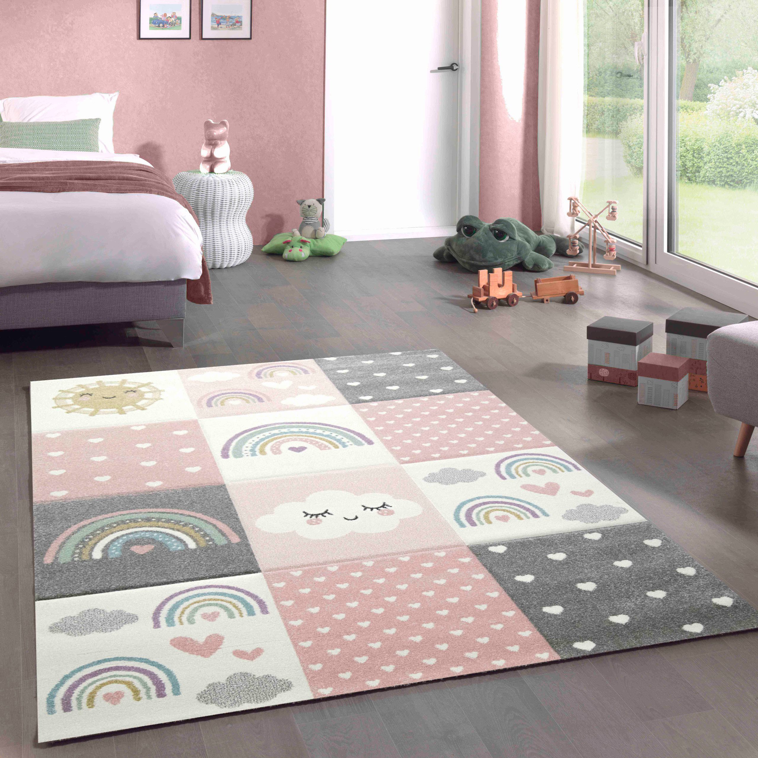 Carpetia Kinderteppich Verspieltes Motivdesign, rechteckig, Höhe: 13 mm, pflegeleicht, strapazierfähig, handgearbeiteter Konturenschnitt