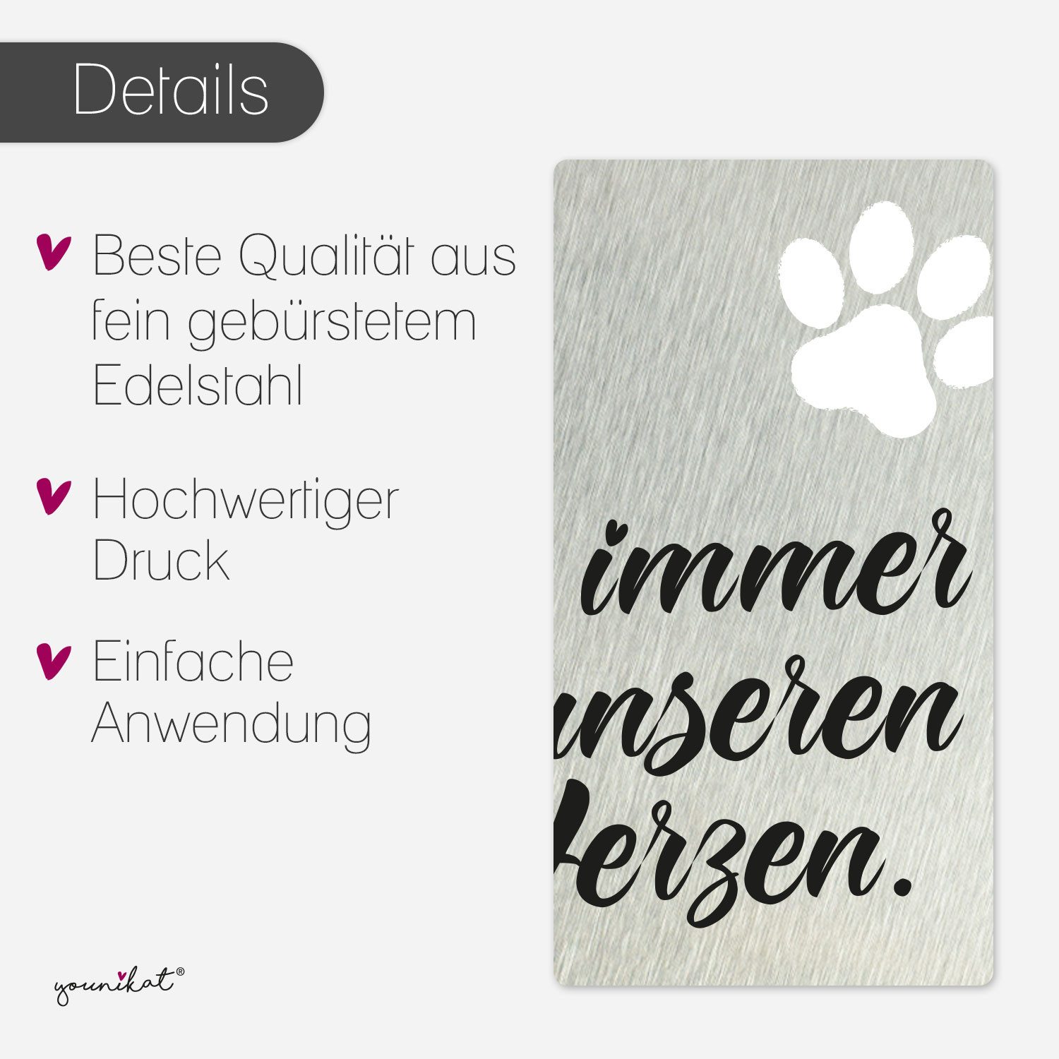 younikat Dekofigur Grabstecker aus Edelstahl I Grabschmuck Herz 17 cm I you0082 – Bild 5 von 5