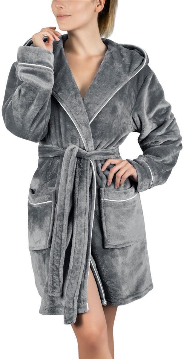 Gräfenstayn Damenbademantel Bademantel Damen flauschig Kapuze Kuschelfleece günstig online kaufen