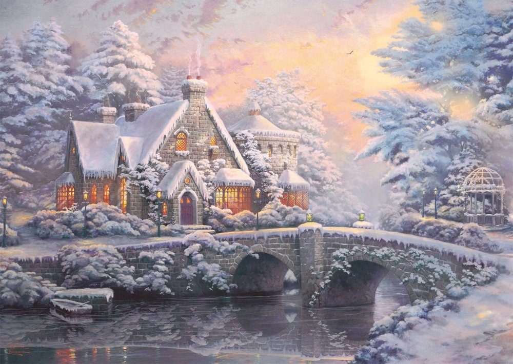 1000 59468, Puzzle Spiele Teile Manour 1000 Kinkade Puzzleteile Winter- x Thomas Lamplight / 2 Schmidt