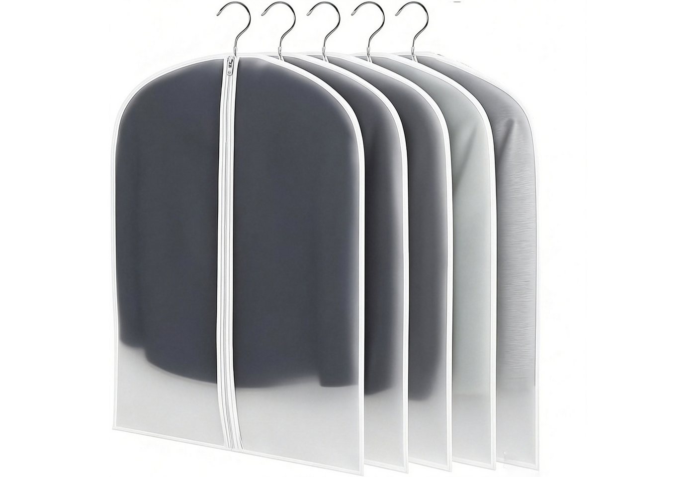 wohnTRAUM24 Kleidersack 5er Kleidersack Staubschutz für Kleidung, 60x100 cm mit Reißverschluss Kleidersäcke für Kleidung bis 90cm Läng