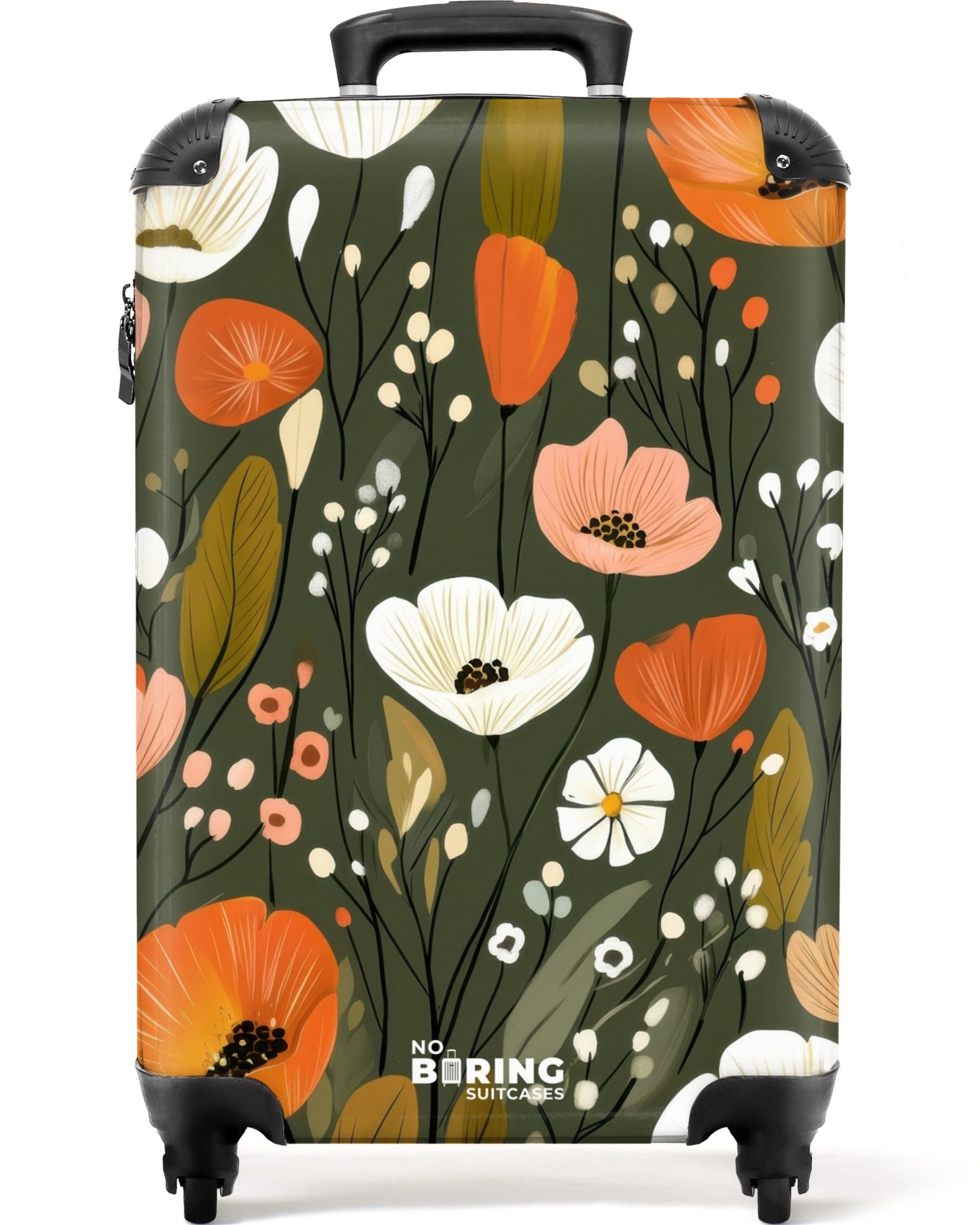 NoBoringSuitcases.com© Hartschalen-Trolley Weiße und orangefarbene Blüten günstig online kaufen