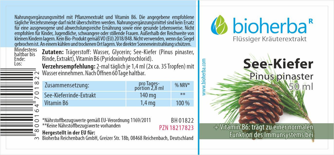 BIOHERBA R See-Kiefer Pinus pinaster Tropfen Tinktur 50 ml Nahrungsergänzungsmittel