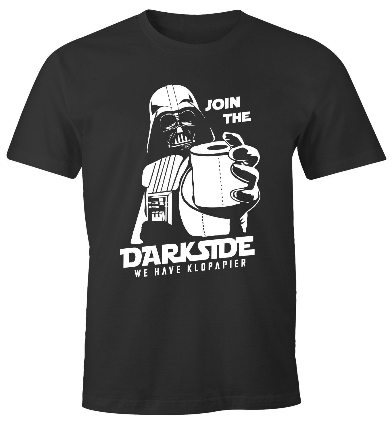 MoonWorks Print-Shirt Herren T-Shirt Join The Dark Side Klopapier Parodie  Science Fiction Fun-Shirt Spruch lustig Moonworks® mit Print
