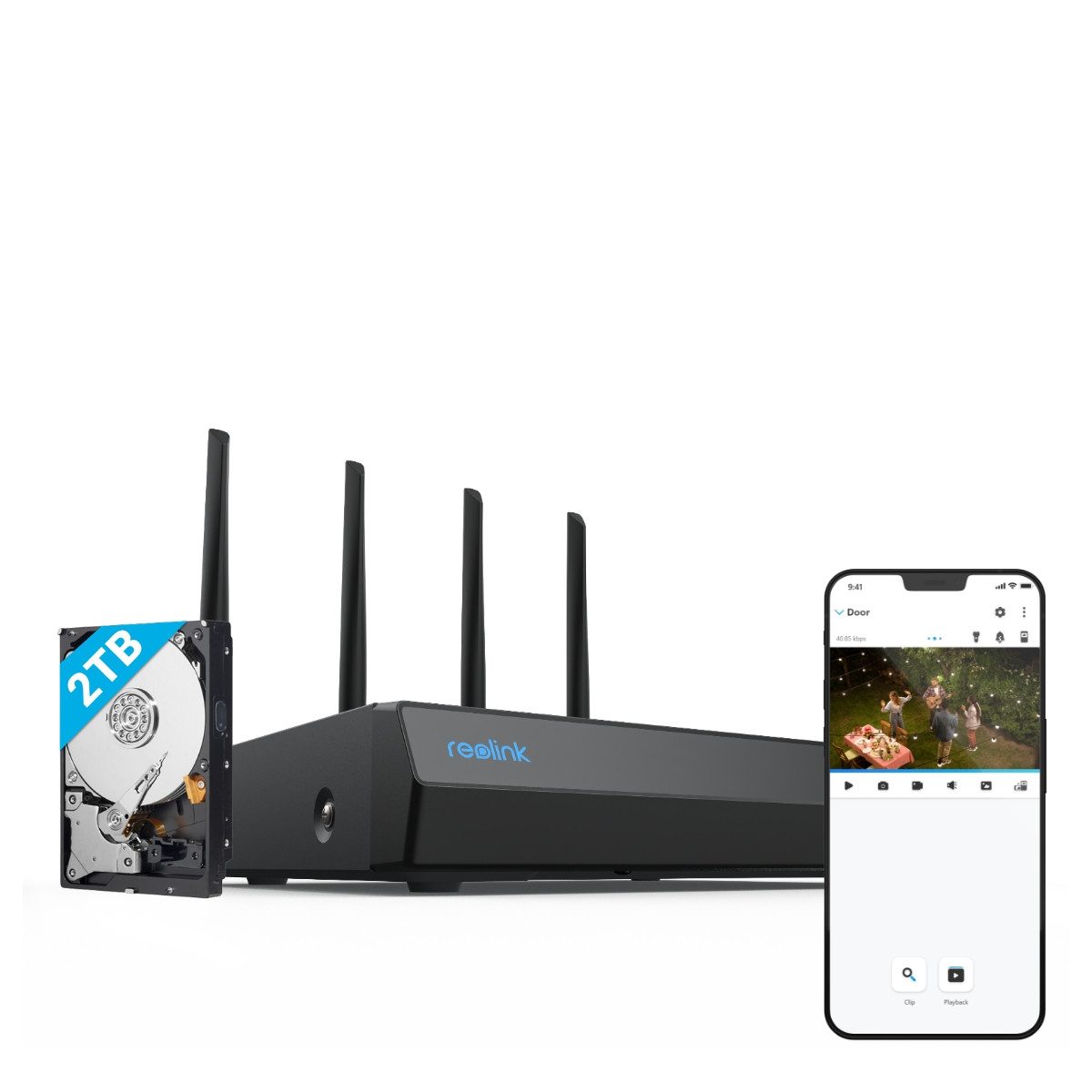 Reolink Überwachungskamera NVR Wi-Fi 6 12-Kanal (5/2,4 GHz WLAN,Wi-Fi 6 2TB,Festplatte Max. 16MP Auflösung)