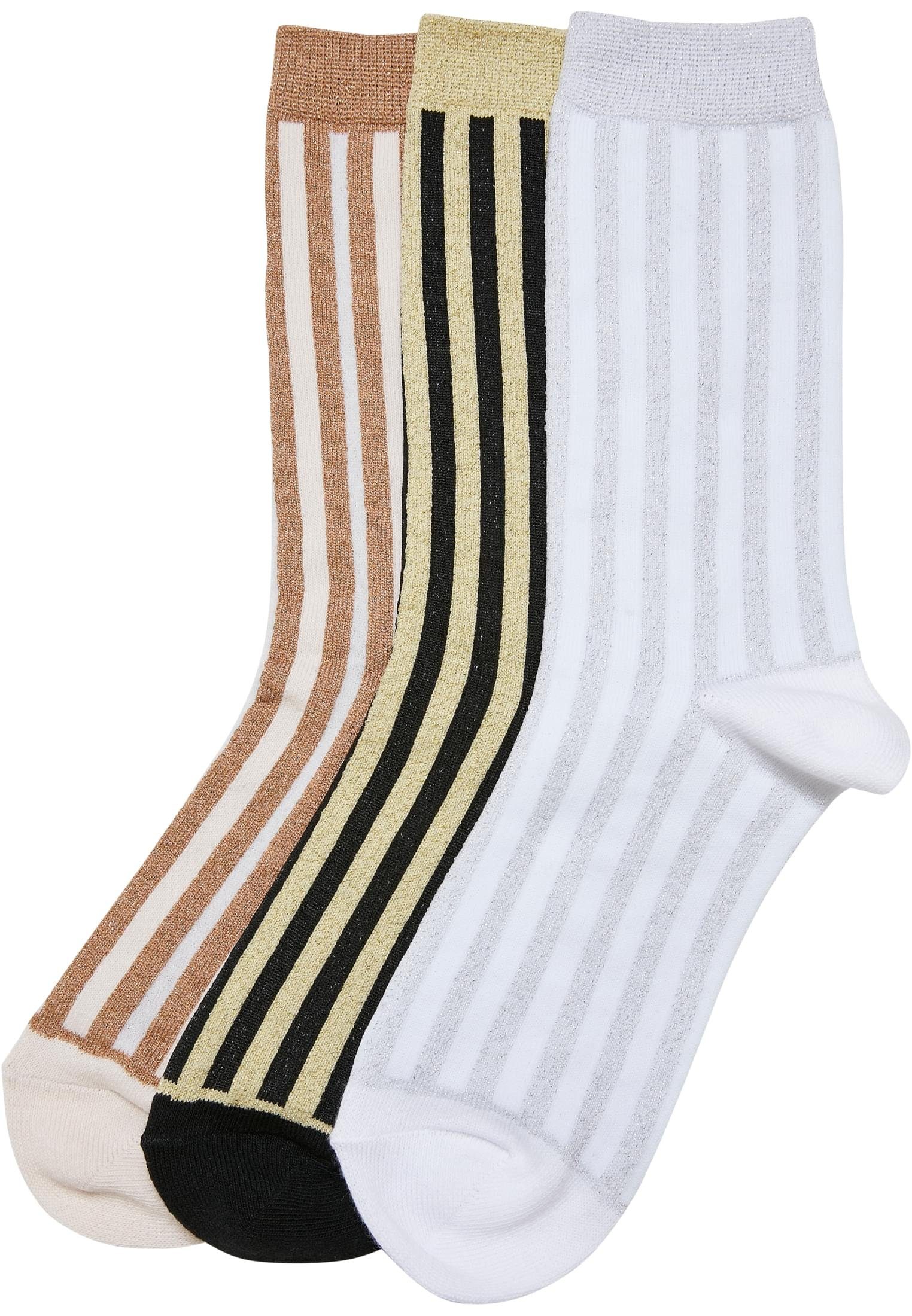 URBAN CLASSICS Freizeitsocken Accessoires Lurex Stripes Socks 3-Pack (1-Paar)