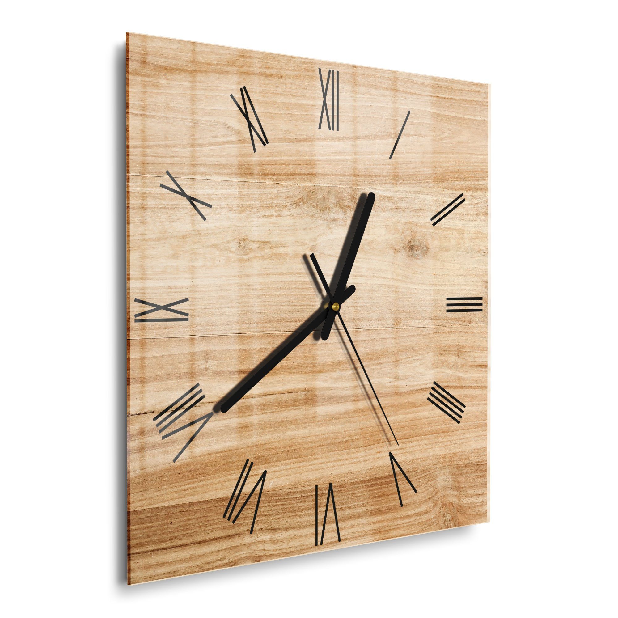 DEQORI Wanduhr 'Holzstruktur detailliert' (Glas Glasuhr günstig online kaufen