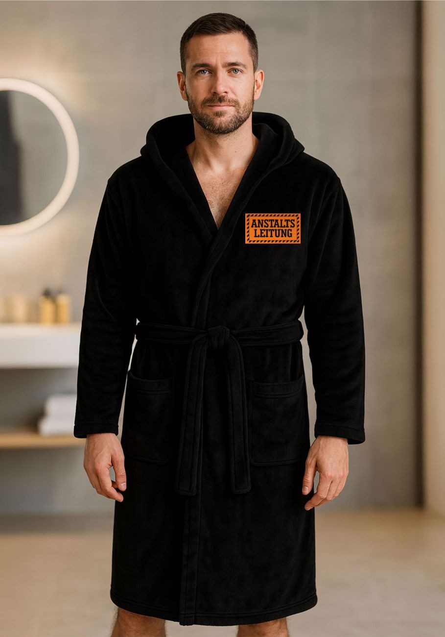 deinshirt Bademantel Anstaltsleitung, lange Länge, 100% Polyester, Kapuze, günstig online kaufen